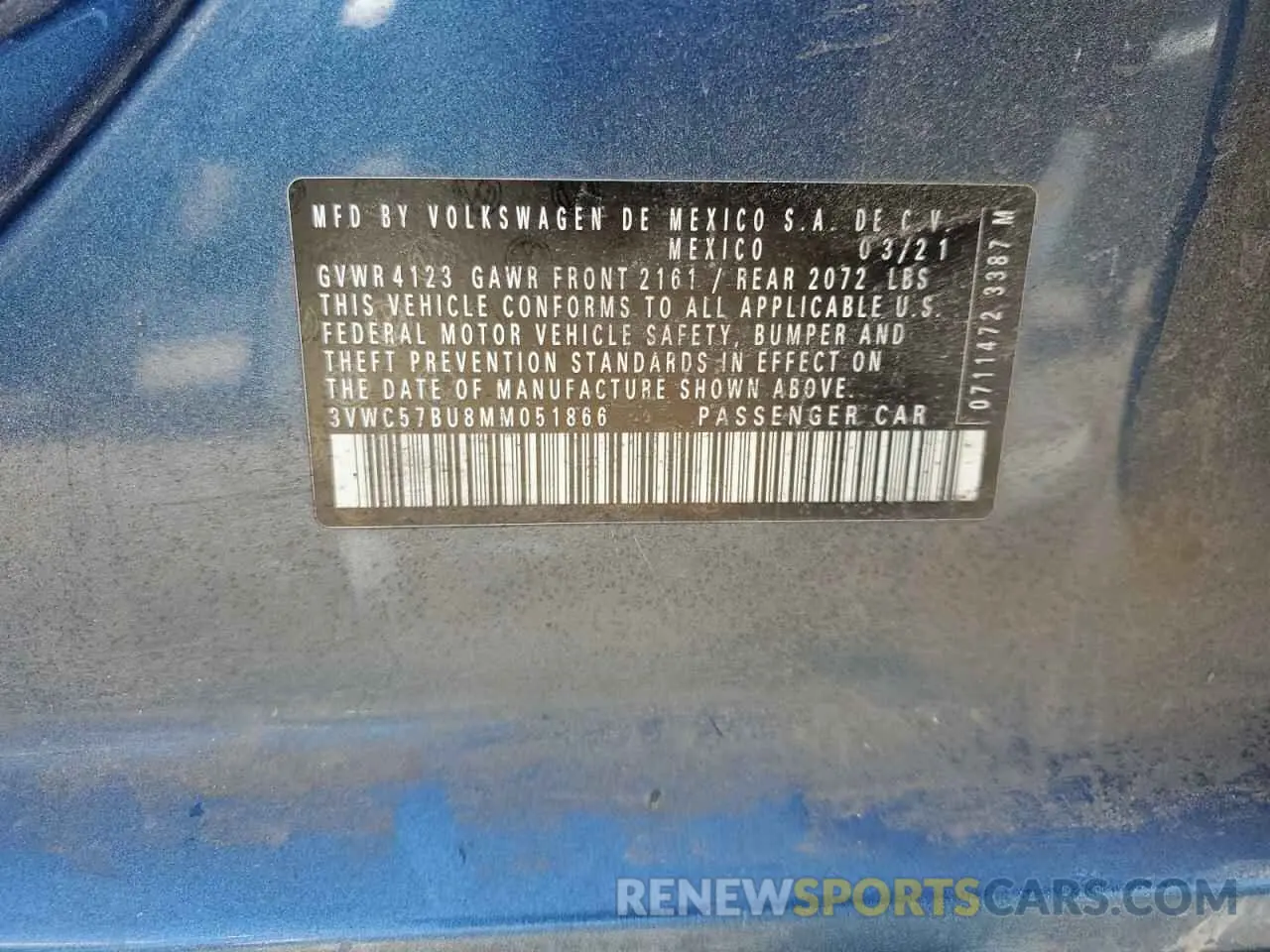 12 Photograph of a damaged car 3VWC57BU8MM051866 VOLKSWAGEN JETTA 2021