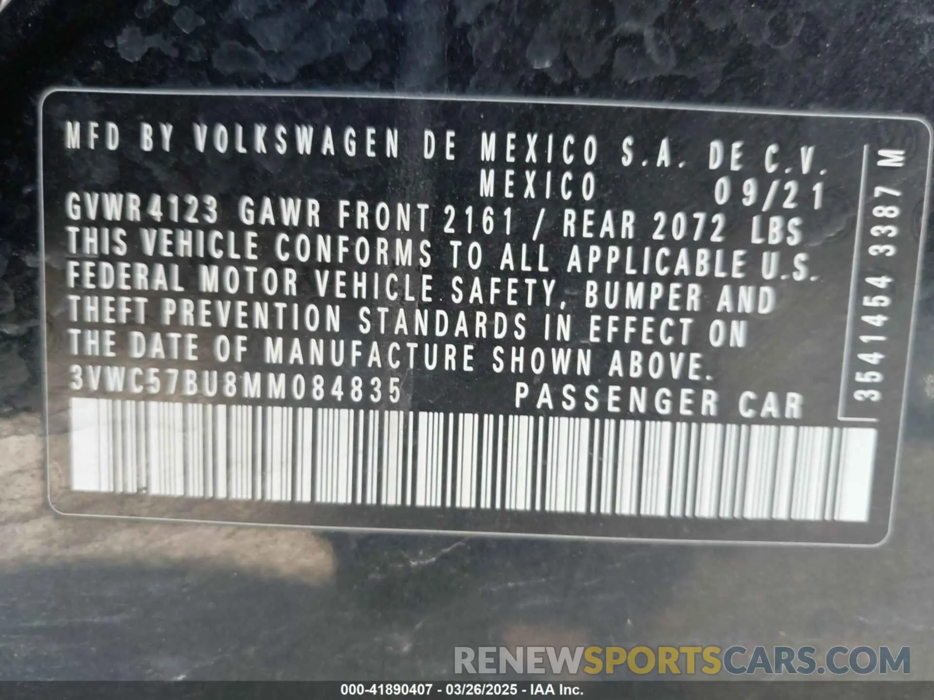 9 Photograph of a damaged car 3VWC57BU8MM084835 VOLKSWAGEN JETTA 2021