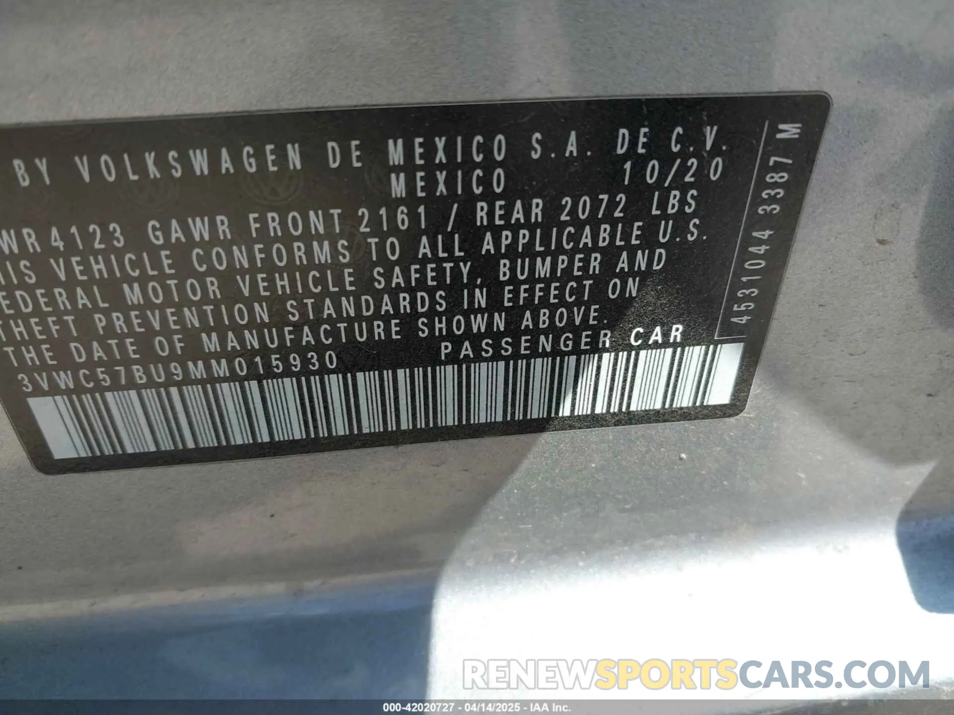 9 Photograph of a damaged car 3VWC57BU9MM015930 VOLKSWAGEN JETTA 2021