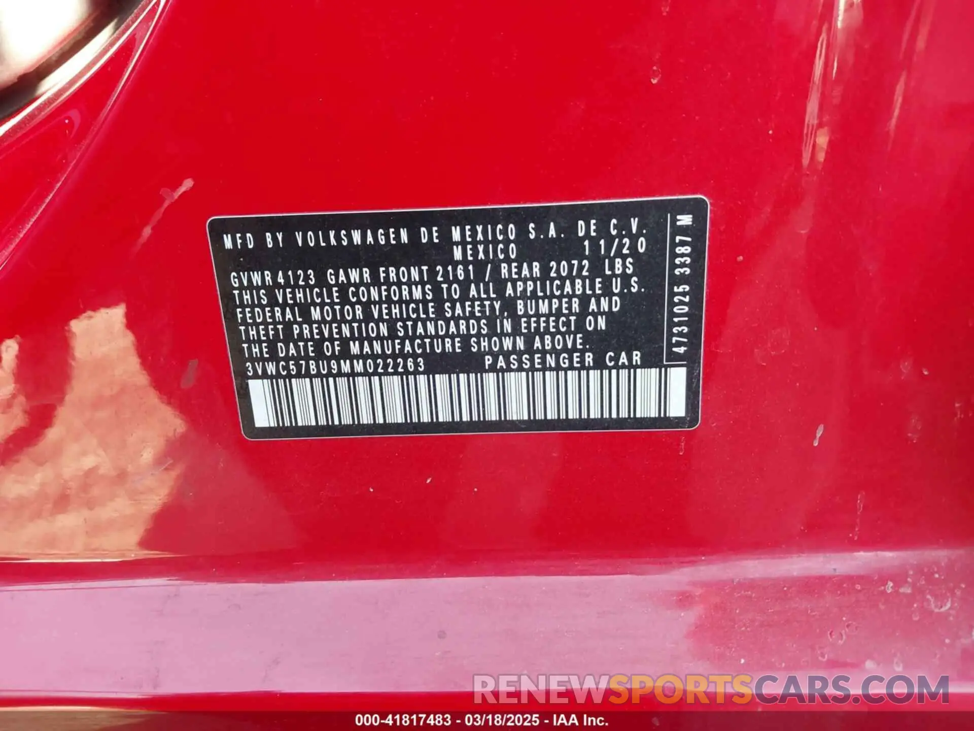 9 Photograph of a damaged car 3VWC57BU9MM022263 VOLKSWAGEN JETTA 2021