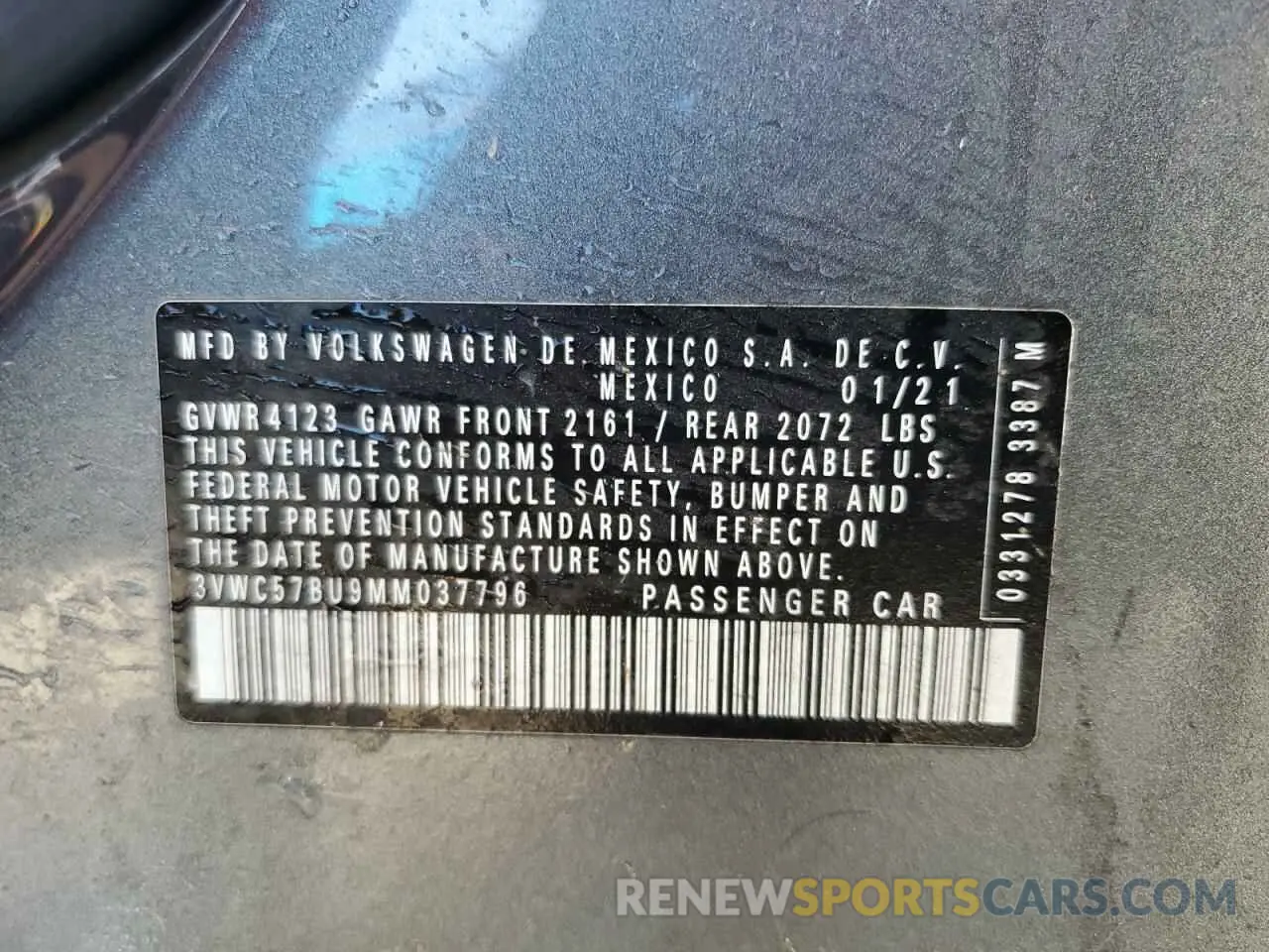 13 Photograph of a damaged car 3VWC57BU9MM037796 VOLKSWAGEN JETTA 2021