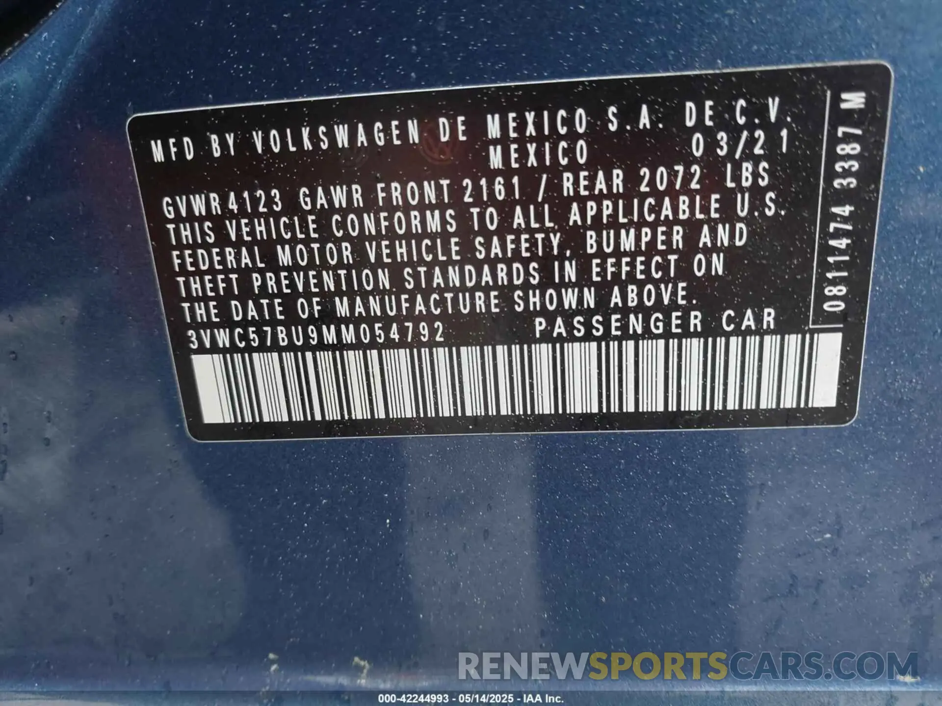 9 Photograph of a damaged car 3VWC57BU9MM054792 VOLKSWAGEN JETTA 2021