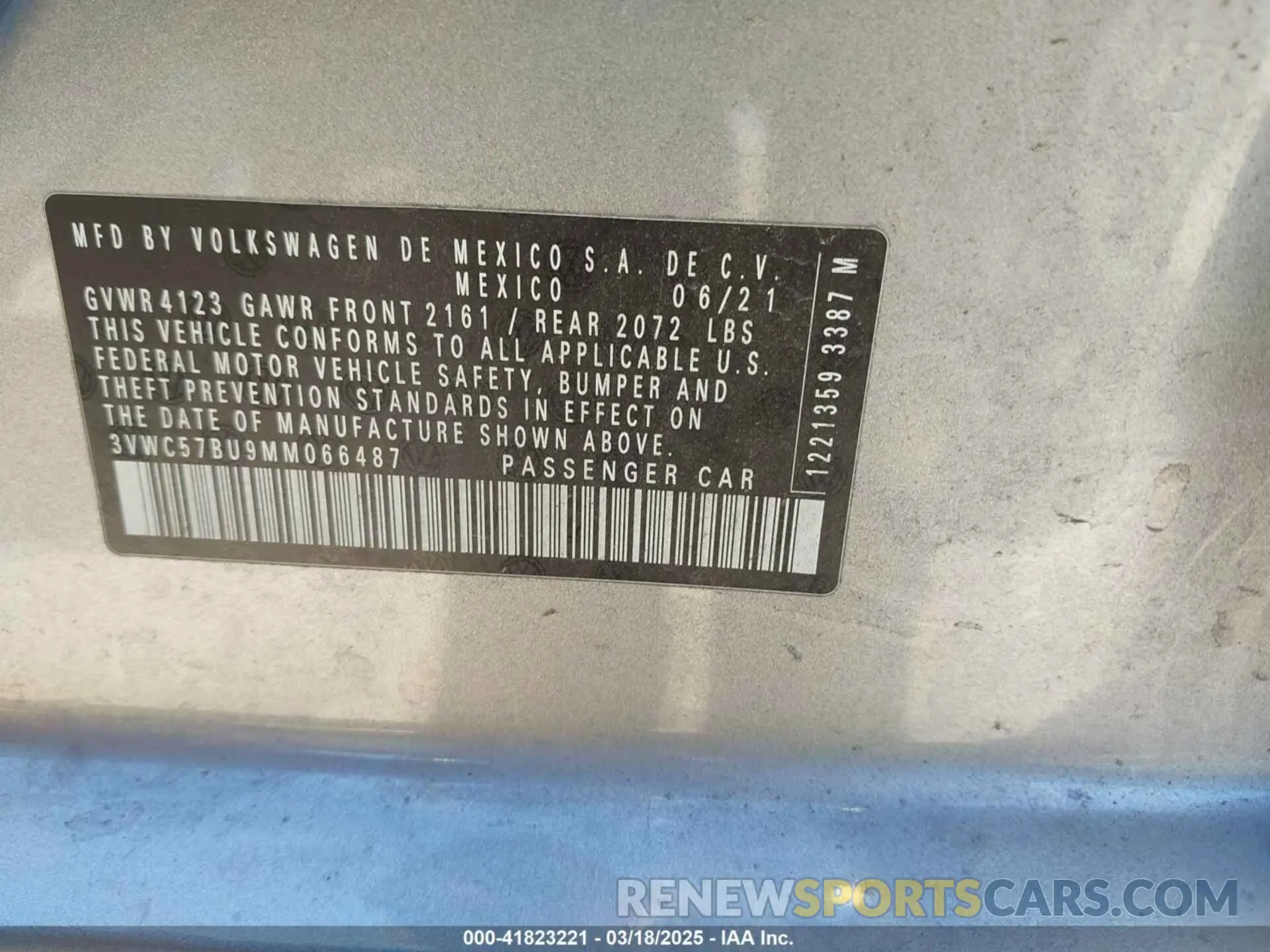 9 Photograph of a damaged car 3VWC57BU9MM066487 VOLKSWAGEN JETTA 2021