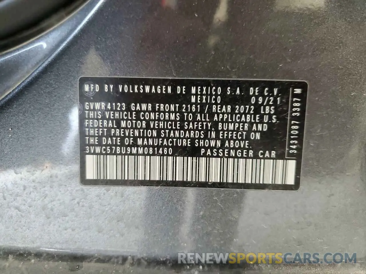 12 Photograph of a damaged car 3VWC57BU9MM081460 VOLKSWAGEN JETTA 2021