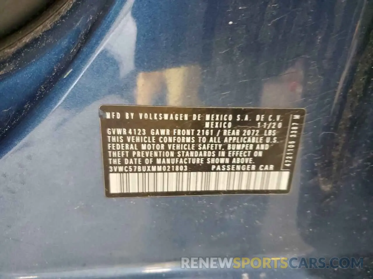 14 Photograph of a damaged car 3VWC57BUXMM021803 VOLKSWAGEN JETTA 2021