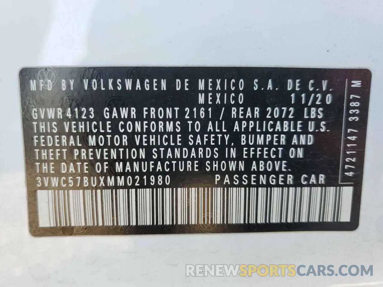 14 Photograph of a damaged car 3VWC57BUXMM021980 VOLKSWAGEN JETTA 2021