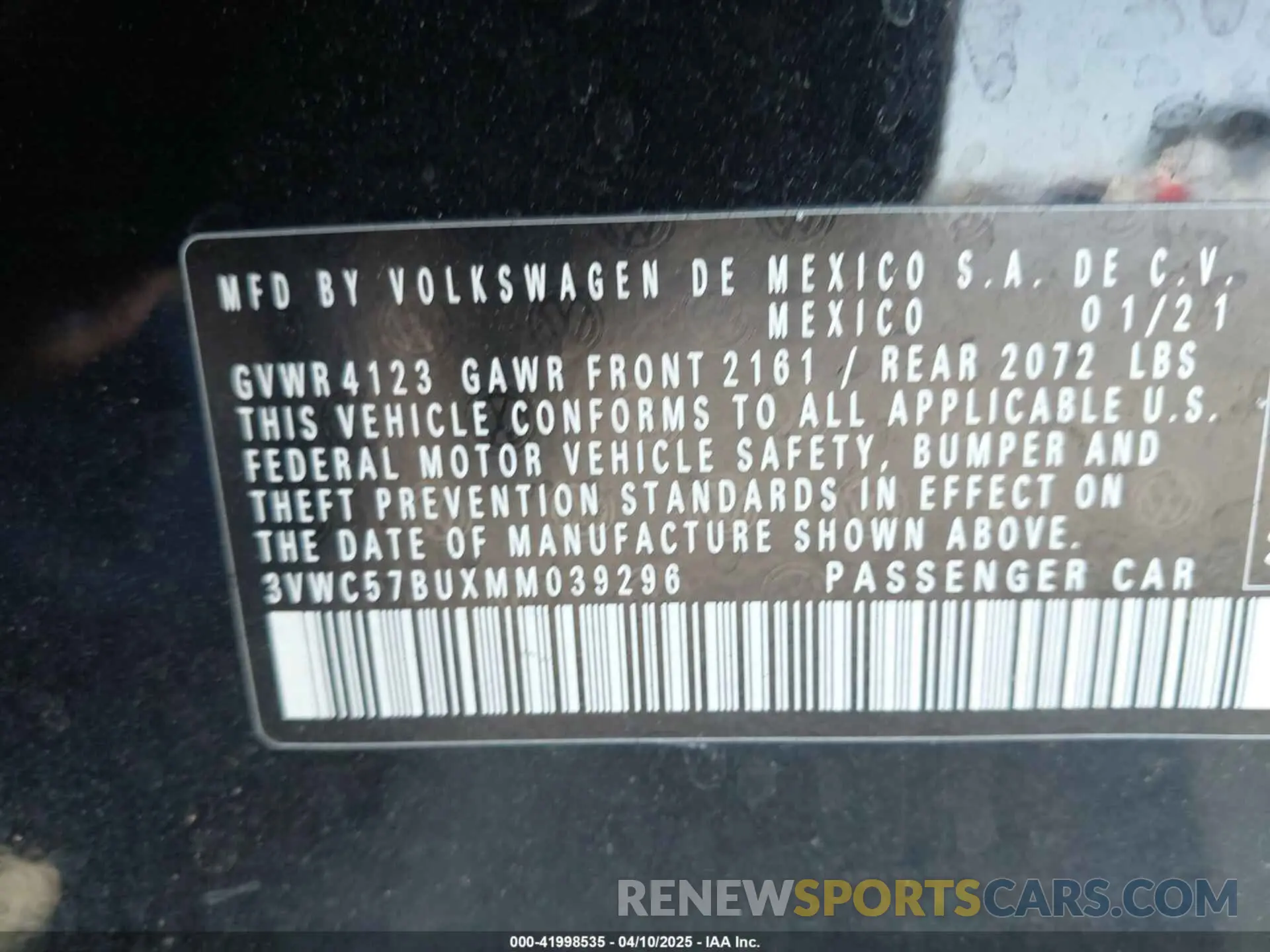 9 Photograph of a damaged car 3VWC57BUXMM039296 VOLKSWAGEN JETTA 2021