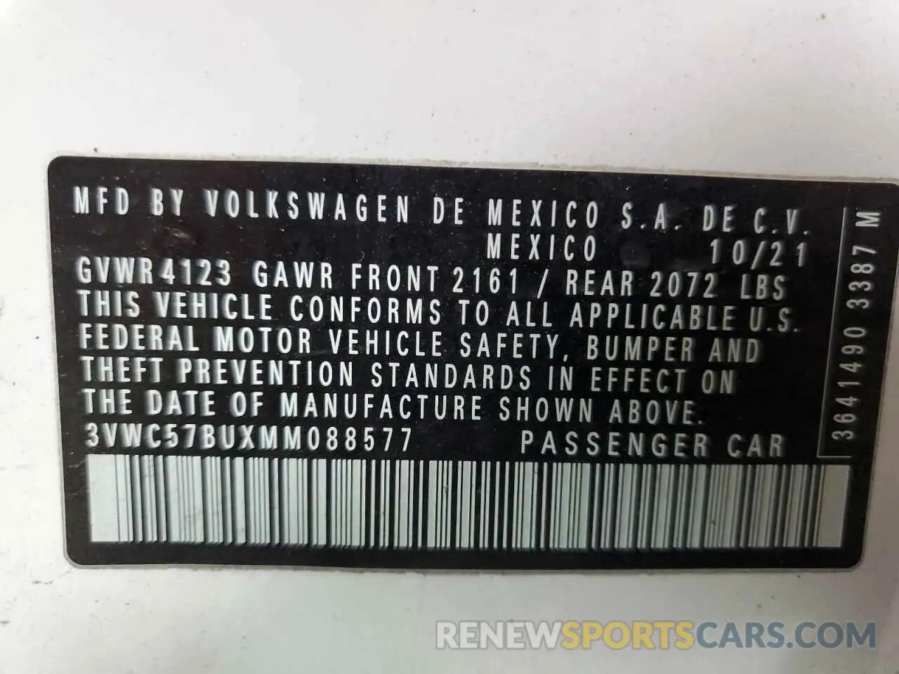 12 Photograph of a damaged car 3VWC57BUXMM088577 VOLKSWAGEN JETTA 2021