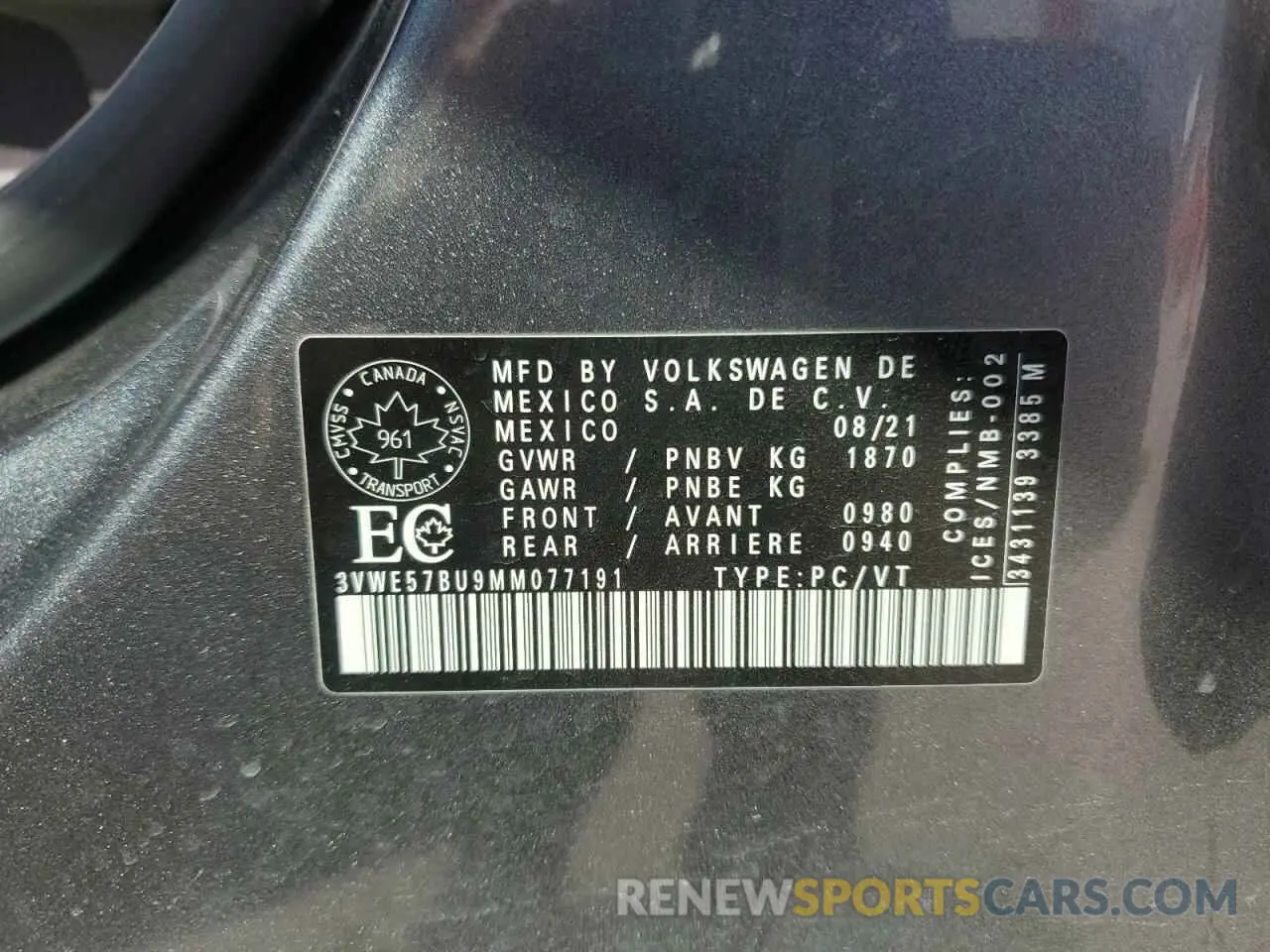 13 Photograph of a damaged car 3VWE57BU9MM077191 VOLKSWAGEN JETTA 2021