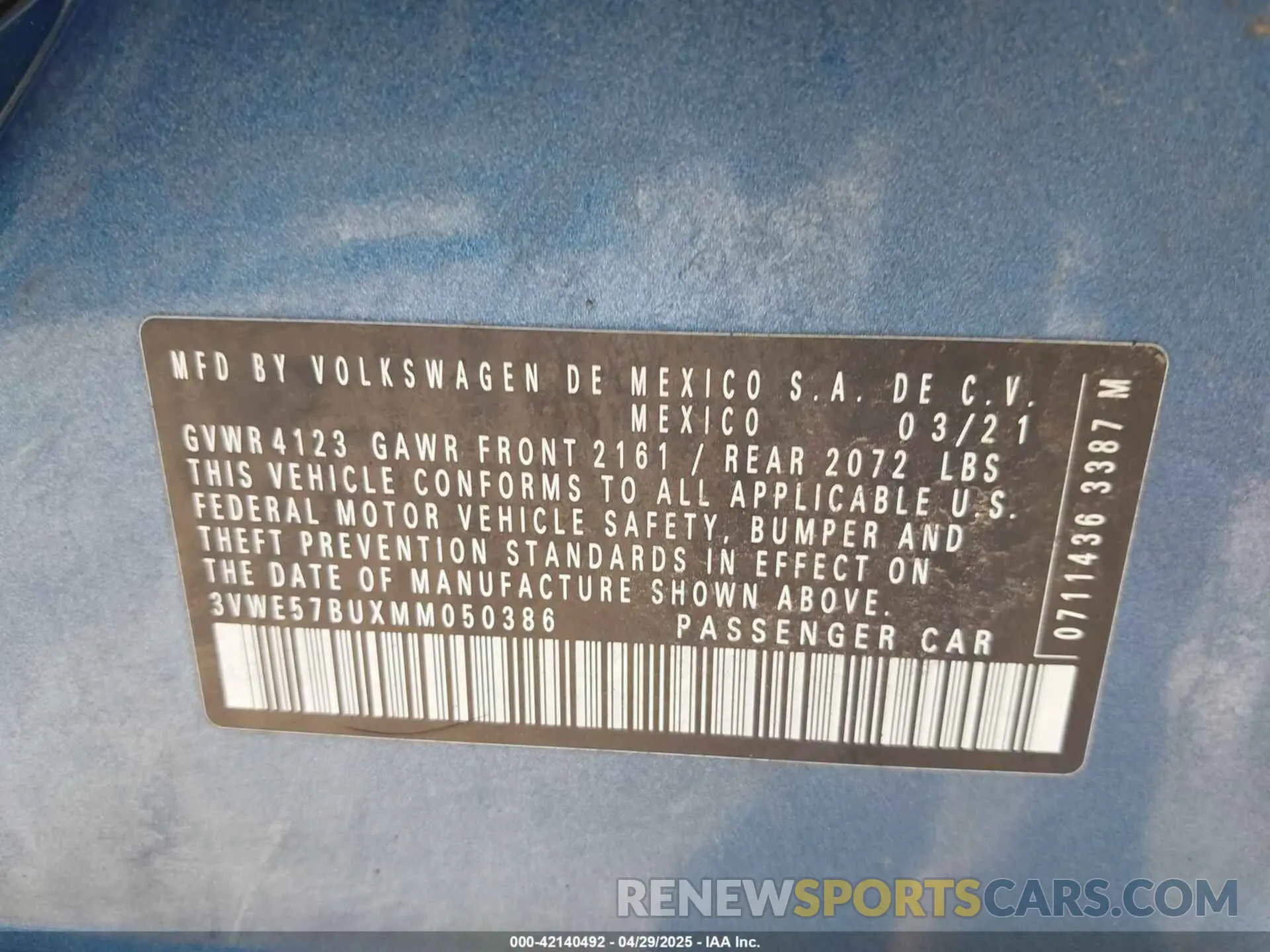 9 Photograph of a damaged car 3VWE57BUXMM050386 VOLKSWAGEN JETTA 2021
