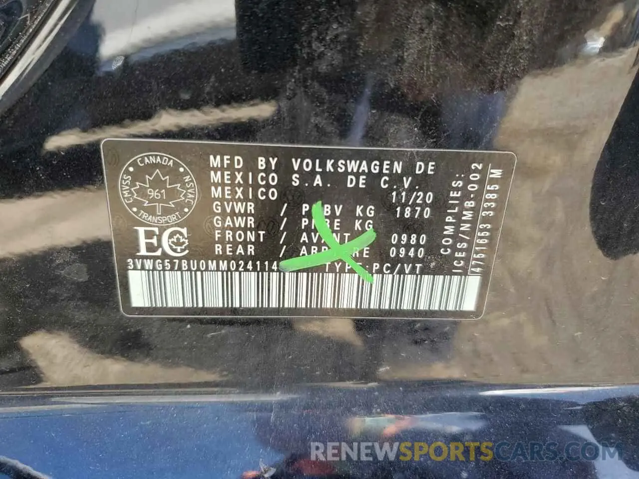 12 Photograph of a damaged car 3VWG57BU0MM024114 VOLKSWAGEN JETTA 2021