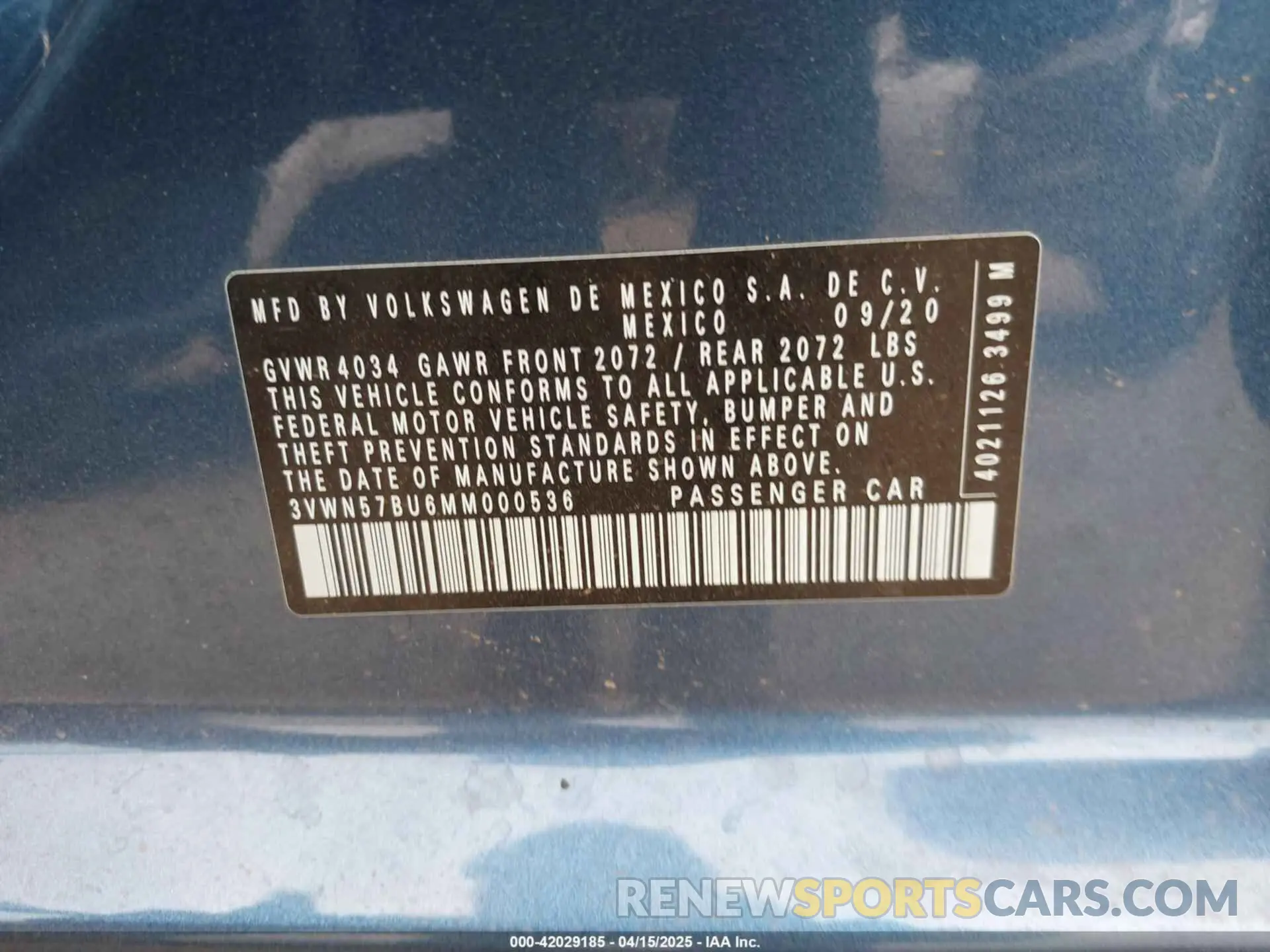 9 Photograph of a damaged car 3VWN57BU6MM000536 VOLKSWAGEN JETTA 2021