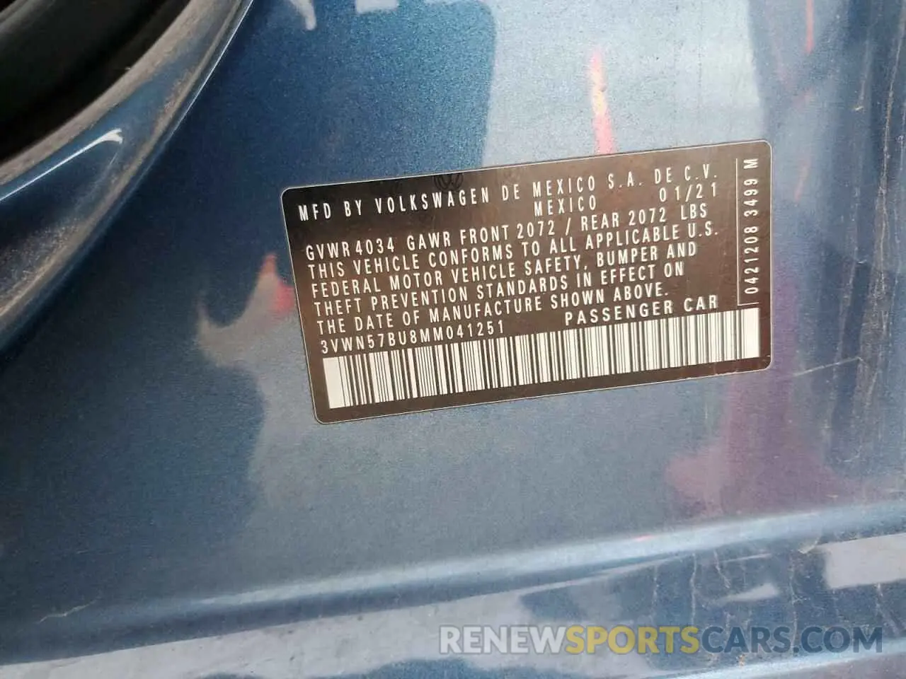 14 Photograph of a damaged car 3VWN57BU8MM041251 VOLKSWAGEN JETTA 2021