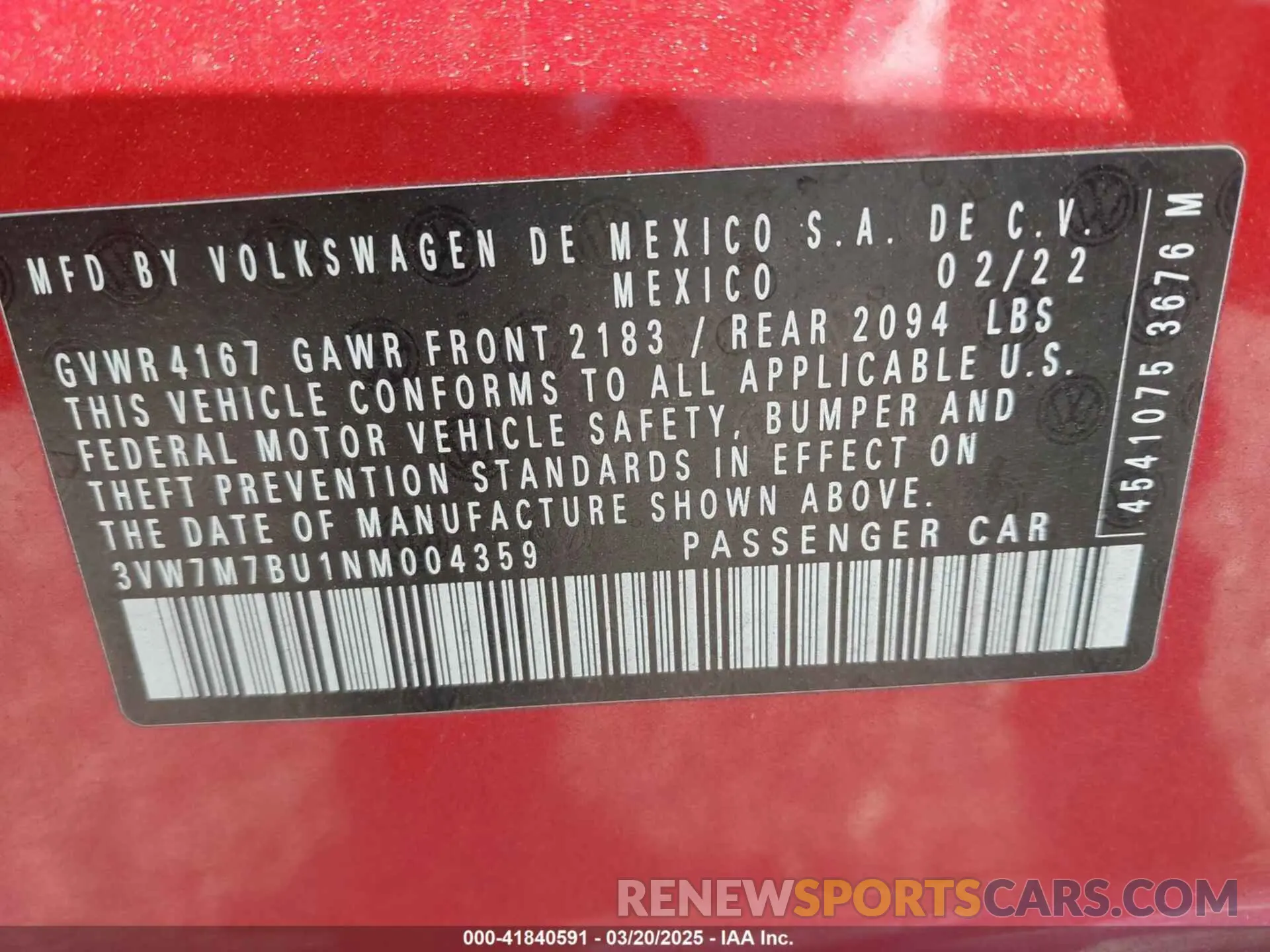 9 Photograph of a damaged car 3VW7M7BU1NM004359 VOLKSWAGEN JETTA 2022