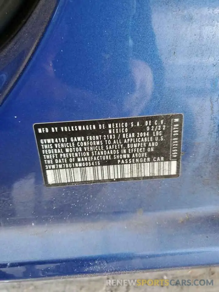 12 Photograph of a damaged car 3VW7M7BU1NM005415 VOLKSWAGEN JETTA 2022