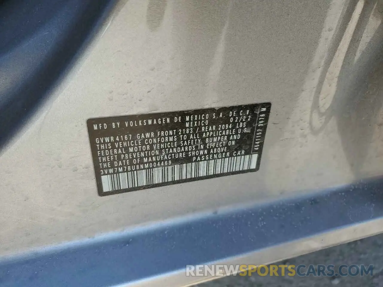 14 Photograph of a damaged car 3VW7M7BU8NM004469 VOLKSWAGEN JETTA 2022