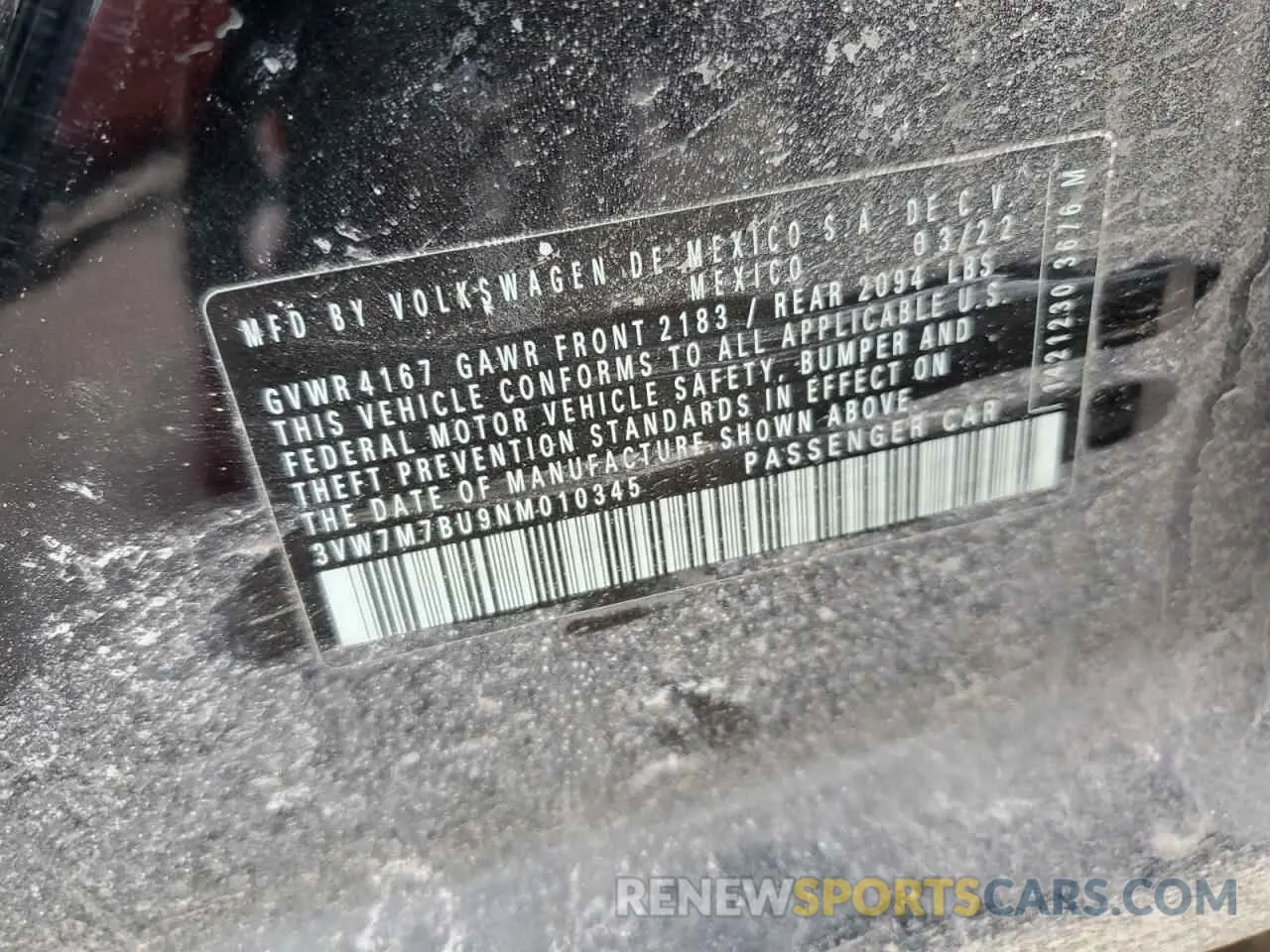 14 Photograph of a damaged car 3VW7M7BU9NM010345 VOLKSWAGEN JETTA 2022