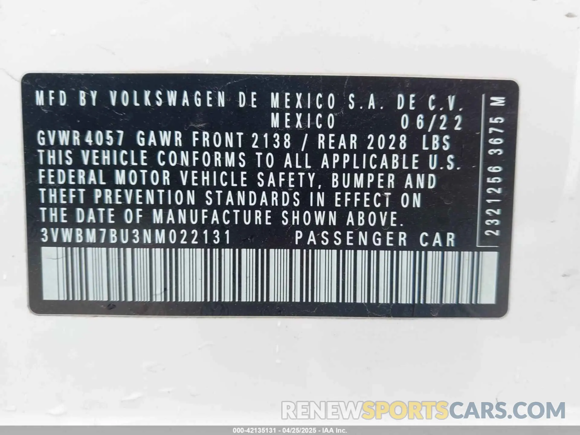 9 Photograph of a damaged car 3VWBM7BU3NM022131 VOLKSWAGEN JETTA 2022