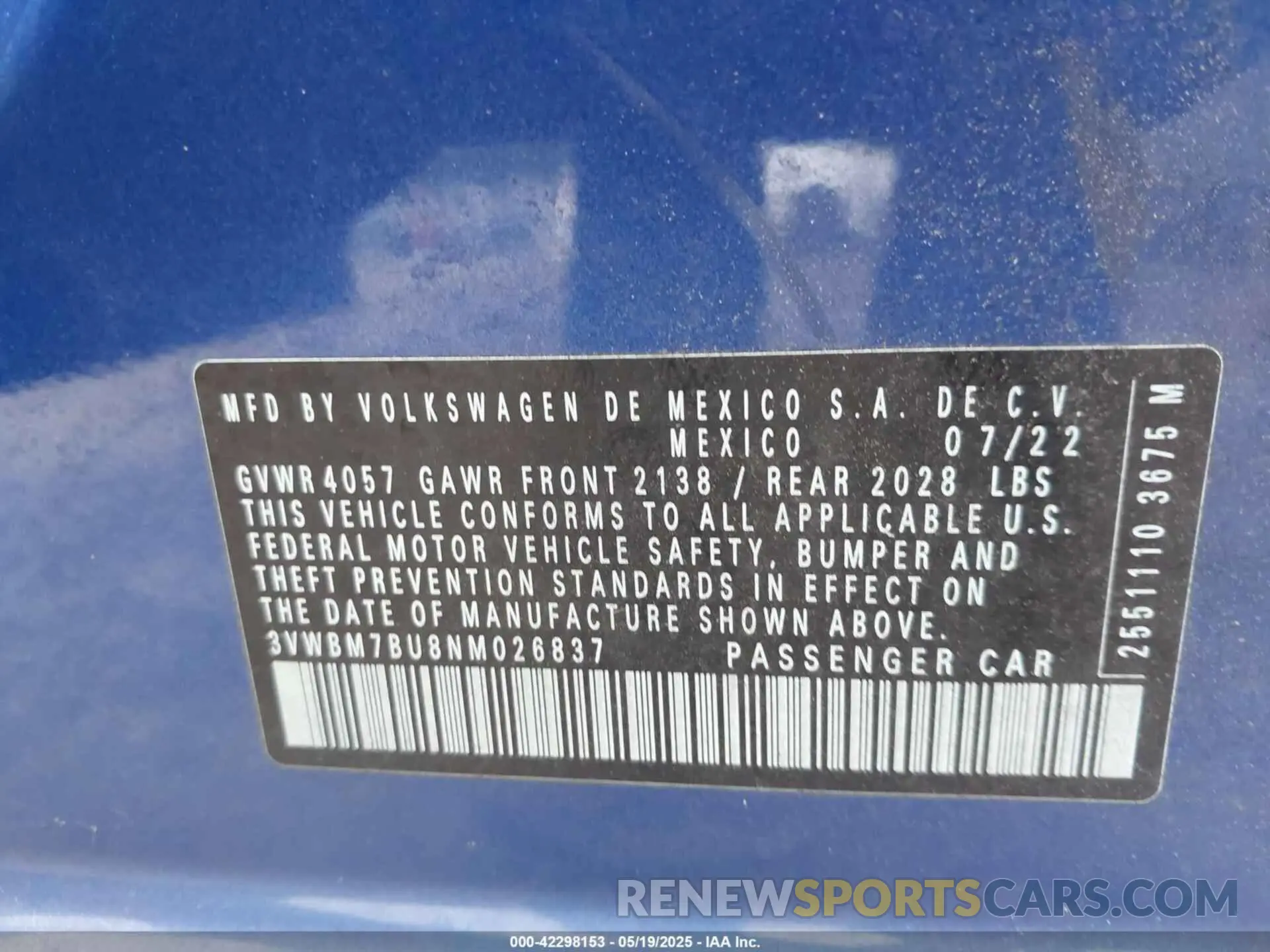9 Photograph of a damaged car 3VWBM7BU8NM026837 VOLKSWAGEN JETTA 2022