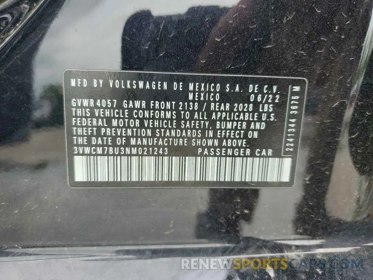12 Photograph of a damaged car 3VWCM7BU3NM021243 VOLKSWAGEN JETTA 2022