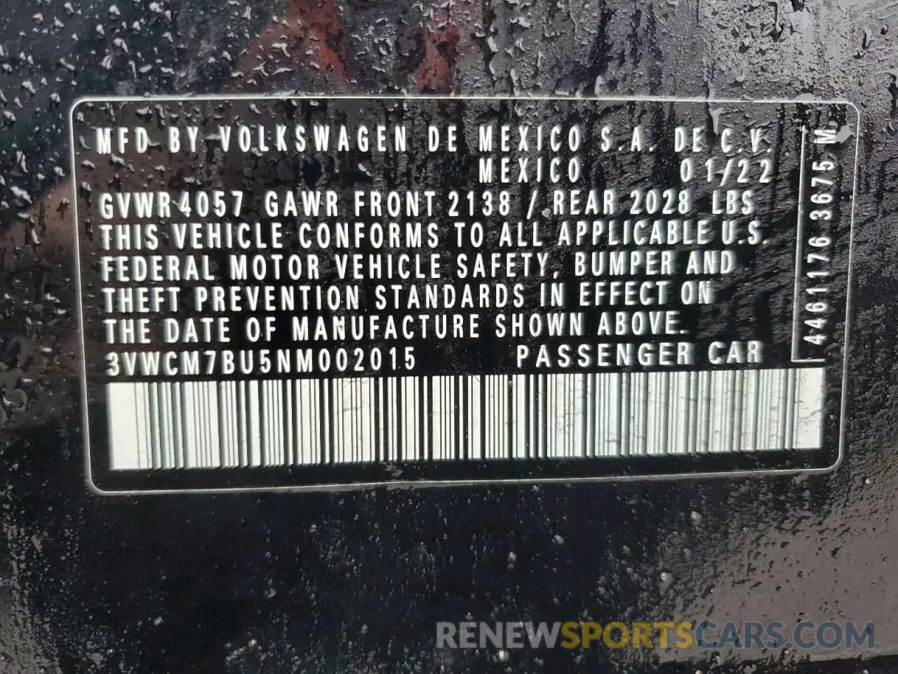 14 Photograph of a damaged car 3VWCM7BU5NM002015 VOLKSWAGEN JETTA 2022