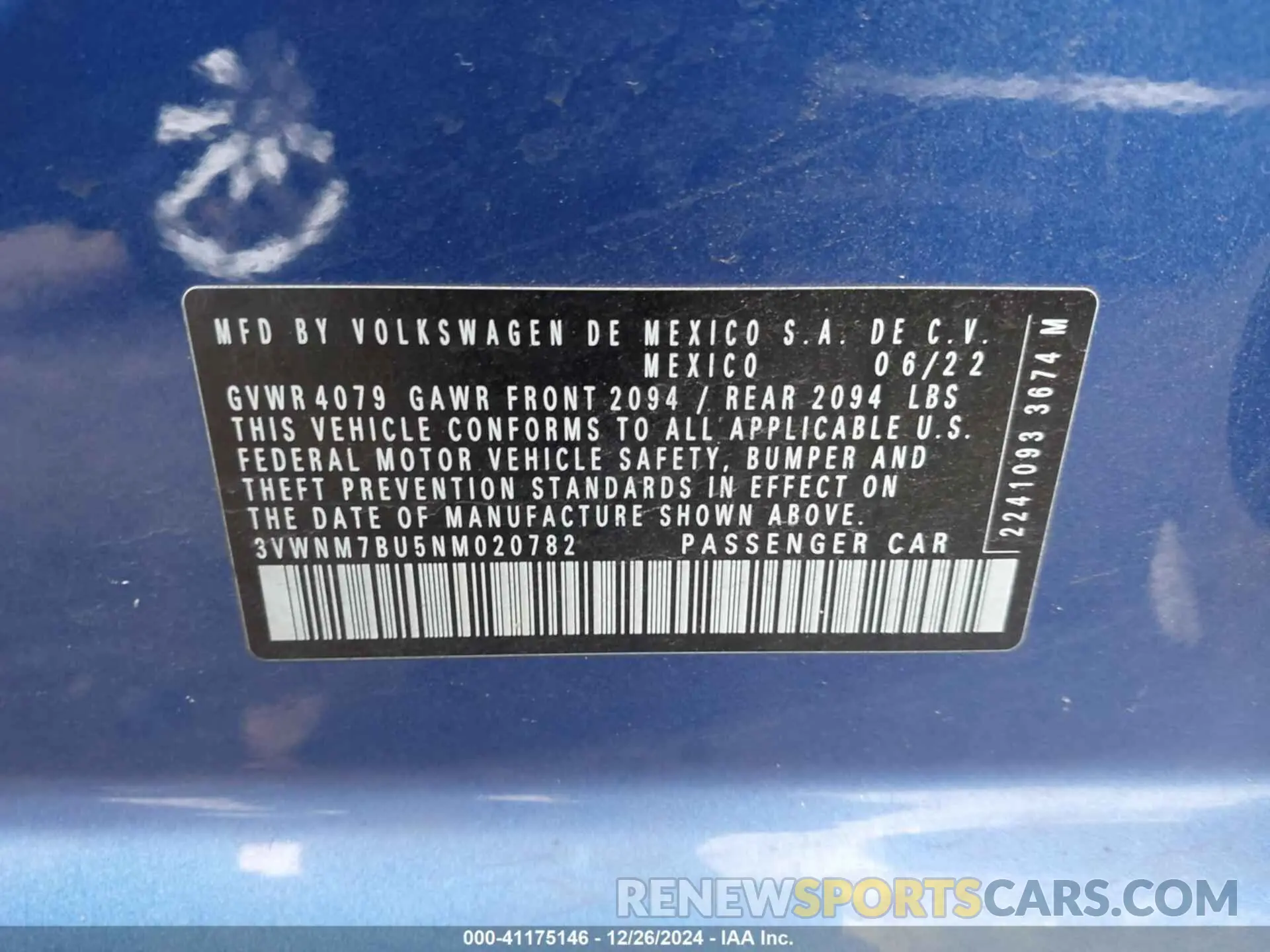 9 Photograph of a damaged car 3VWNM7BU5NM020782 VOLKSWAGEN JETTA 2022