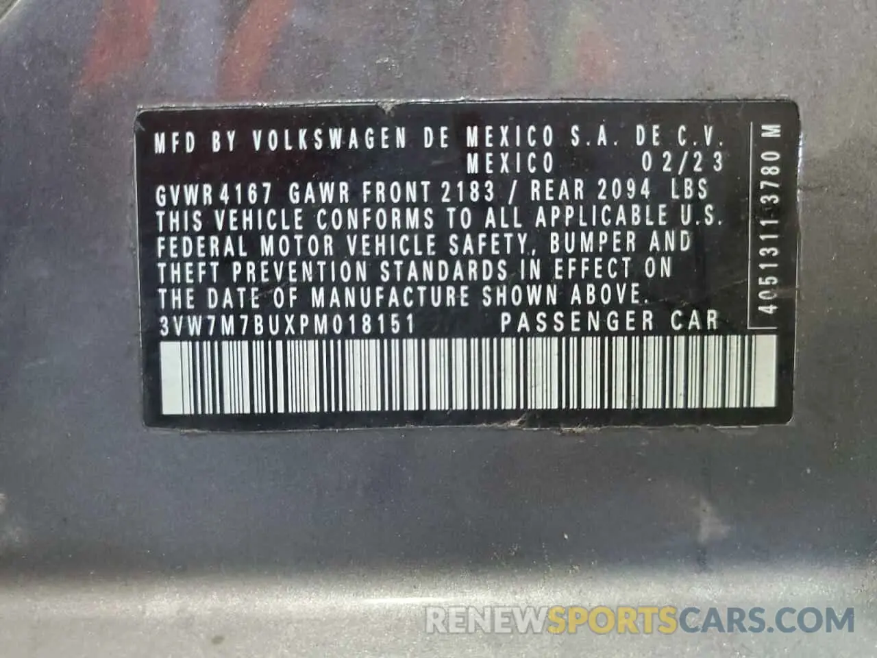 12 Photograph of a damaged car 3VW7M7BUXPM018151 VOLKSWAGEN JETTA 2023