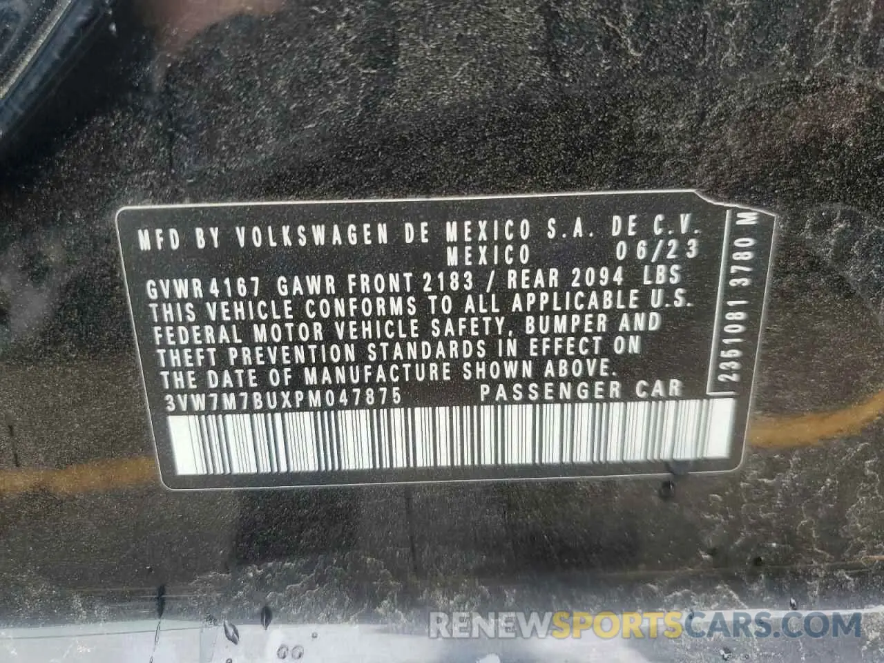 13 Photograph of a damaged car 3VW7M7BUXPM047875 VOLKSWAGEN JETTA 2023