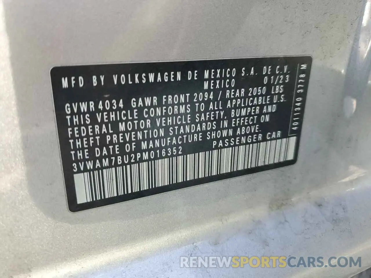 12 Photograph of a damaged car 3VWAM7BU2PM016352 VOLKSWAGEN JETTA 2023
