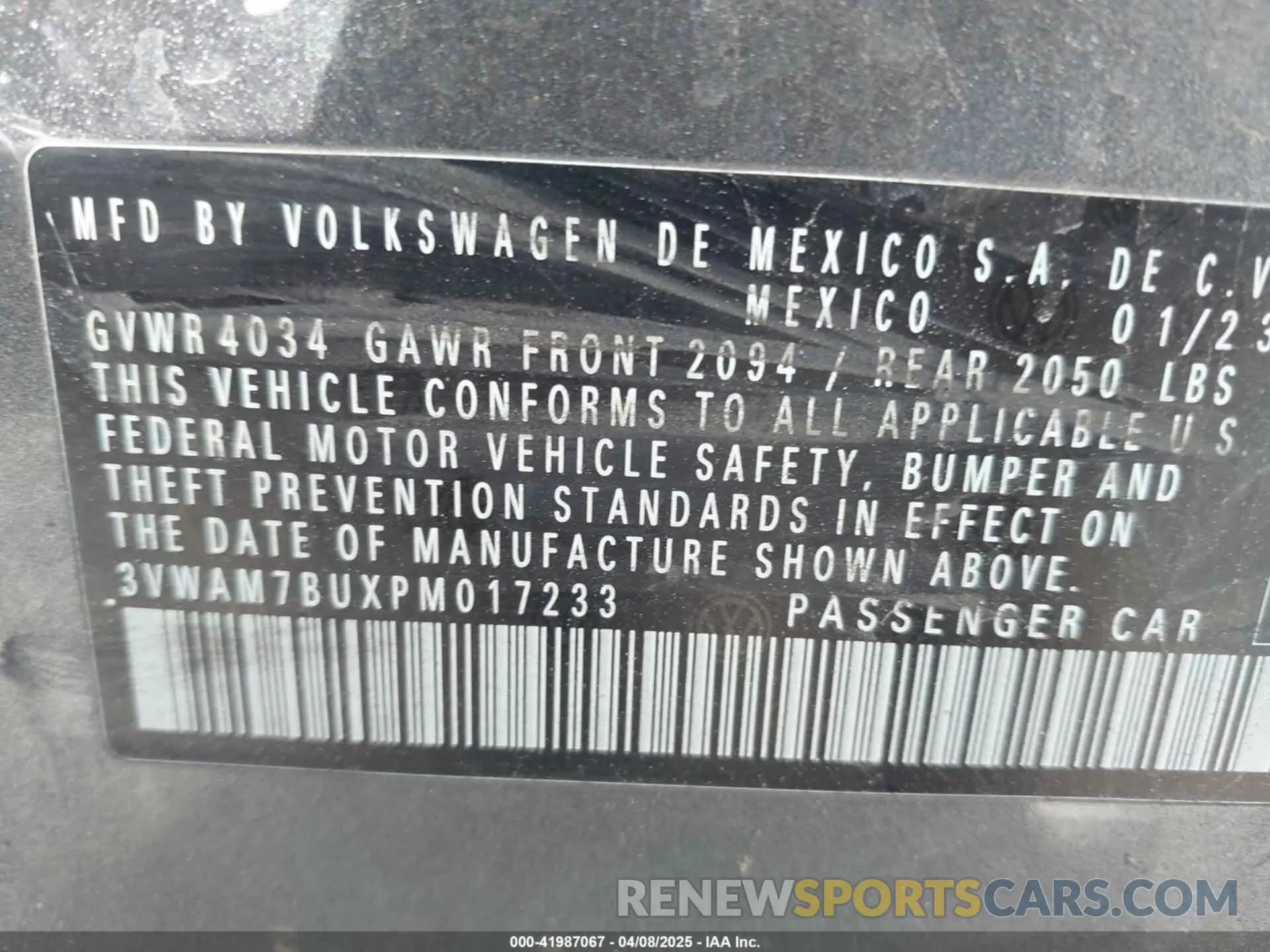 9 Photograph of a damaged car 3VWAM7BUXPM017233 VOLKSWAGEN JETTA 2023