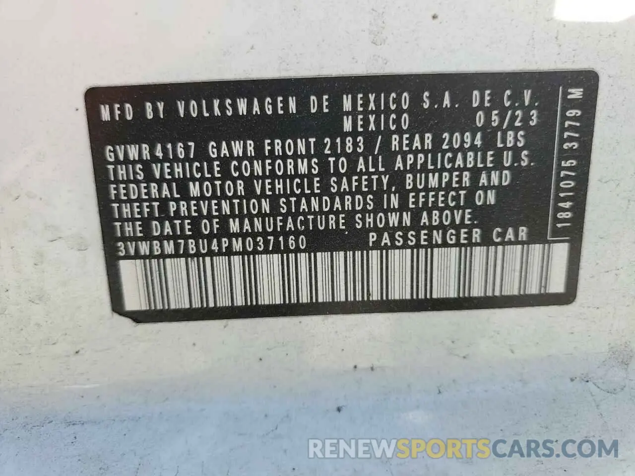 12 Photograph of a damaged car 3VWBM7BU4PM037160 VOLKSWAGEN JETTA 2023