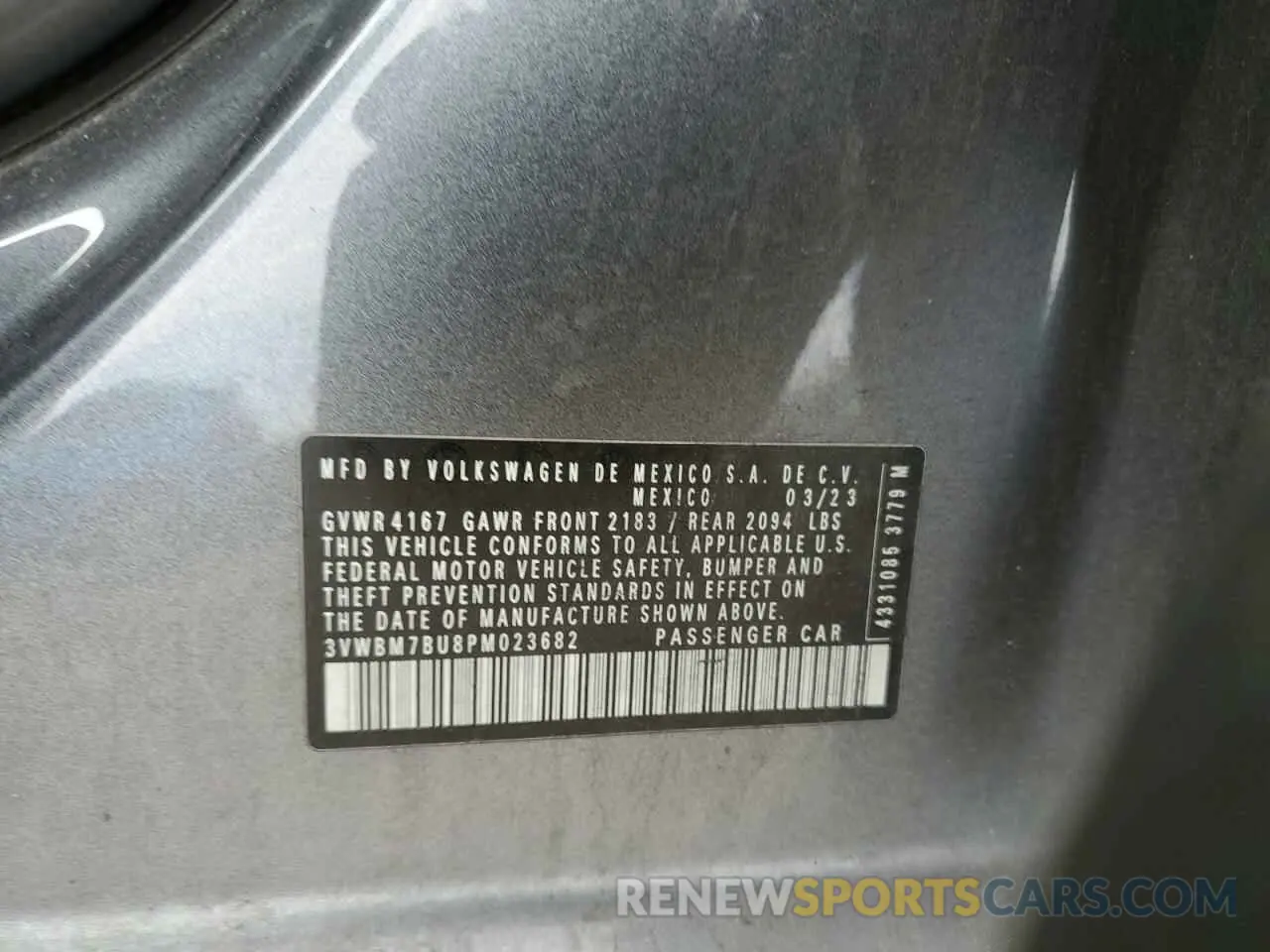 12 Photograph of a damaged car 3VWBM7BU8PM023682 VOLKSWAGEN JETTA 2023