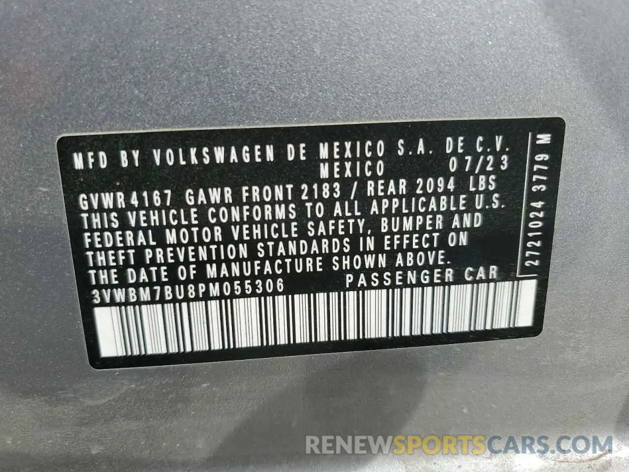 14 Photograph of a damaged car 3VWBM7BU8PM055306 VOLKSWAGEN JETTA 2023