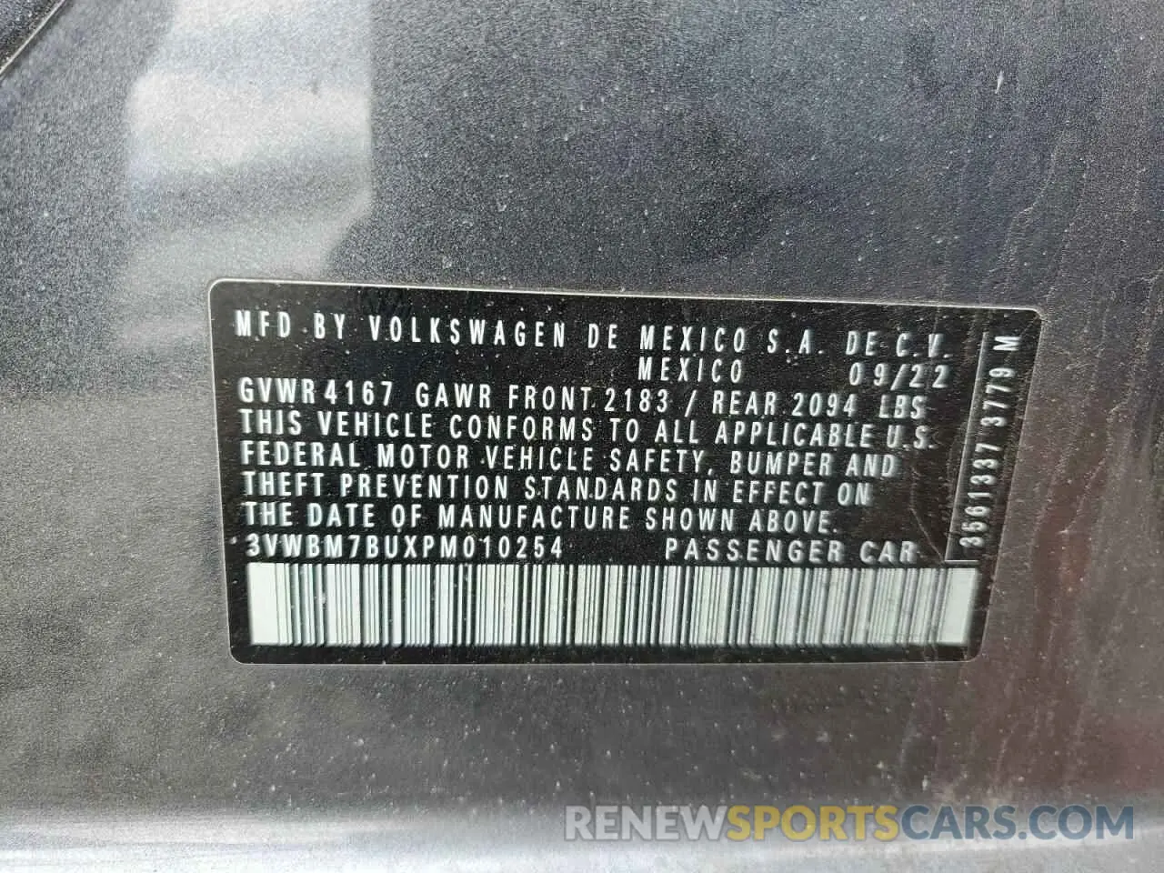 13 Photograph of a damaged car 3VWBM7BUXPM010254 VOLKSWAGEN JETTA 2023