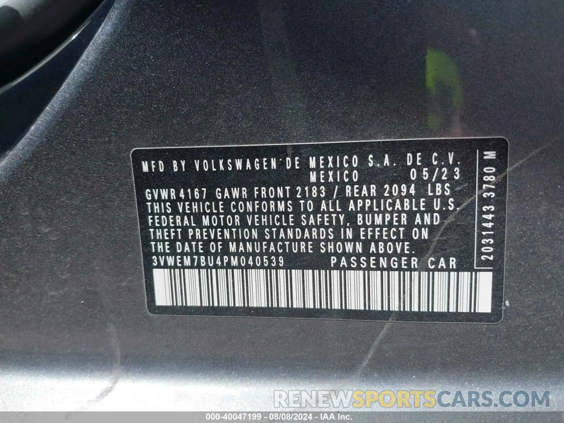 9 Photograph of a damaged car 3VWEM7BU4PM040539 VOLKSWAGEN JETTA 2023