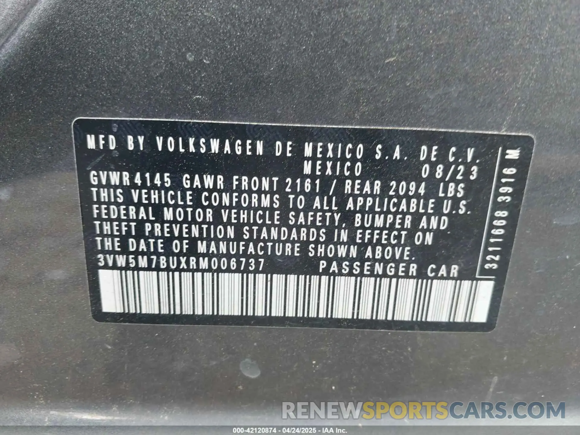 9 Photograph of a damaged car 3VW5M7BUXRM006737 VOLKSWAGEN JETTA 2024