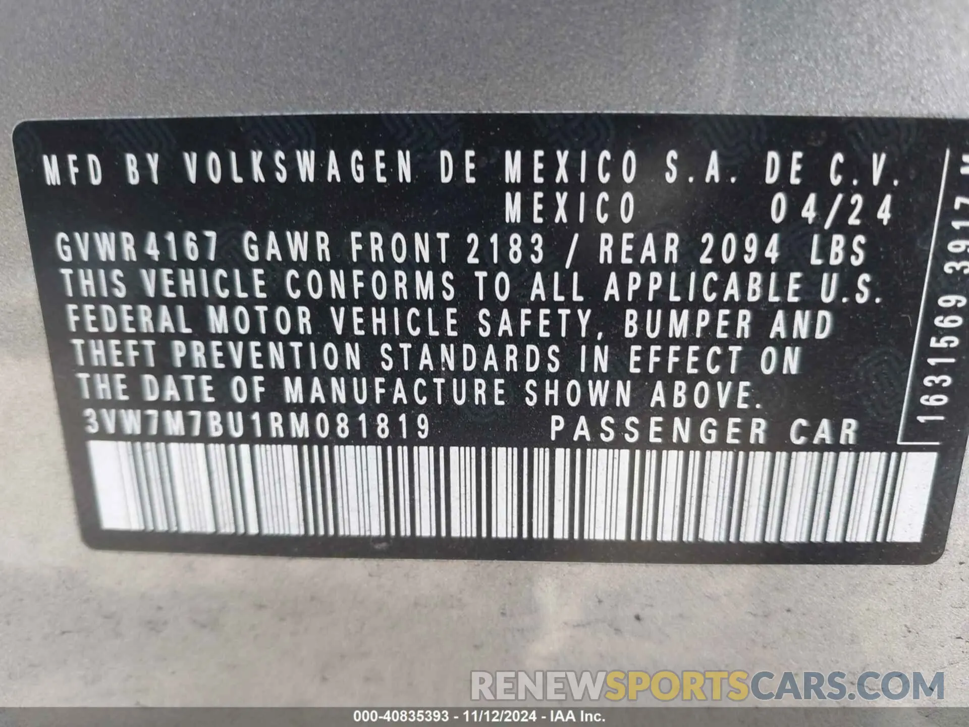 9 Photograph of a damaged car 3VW7M7BU1RM081819 VOLKSWAGEN JETTA 2024