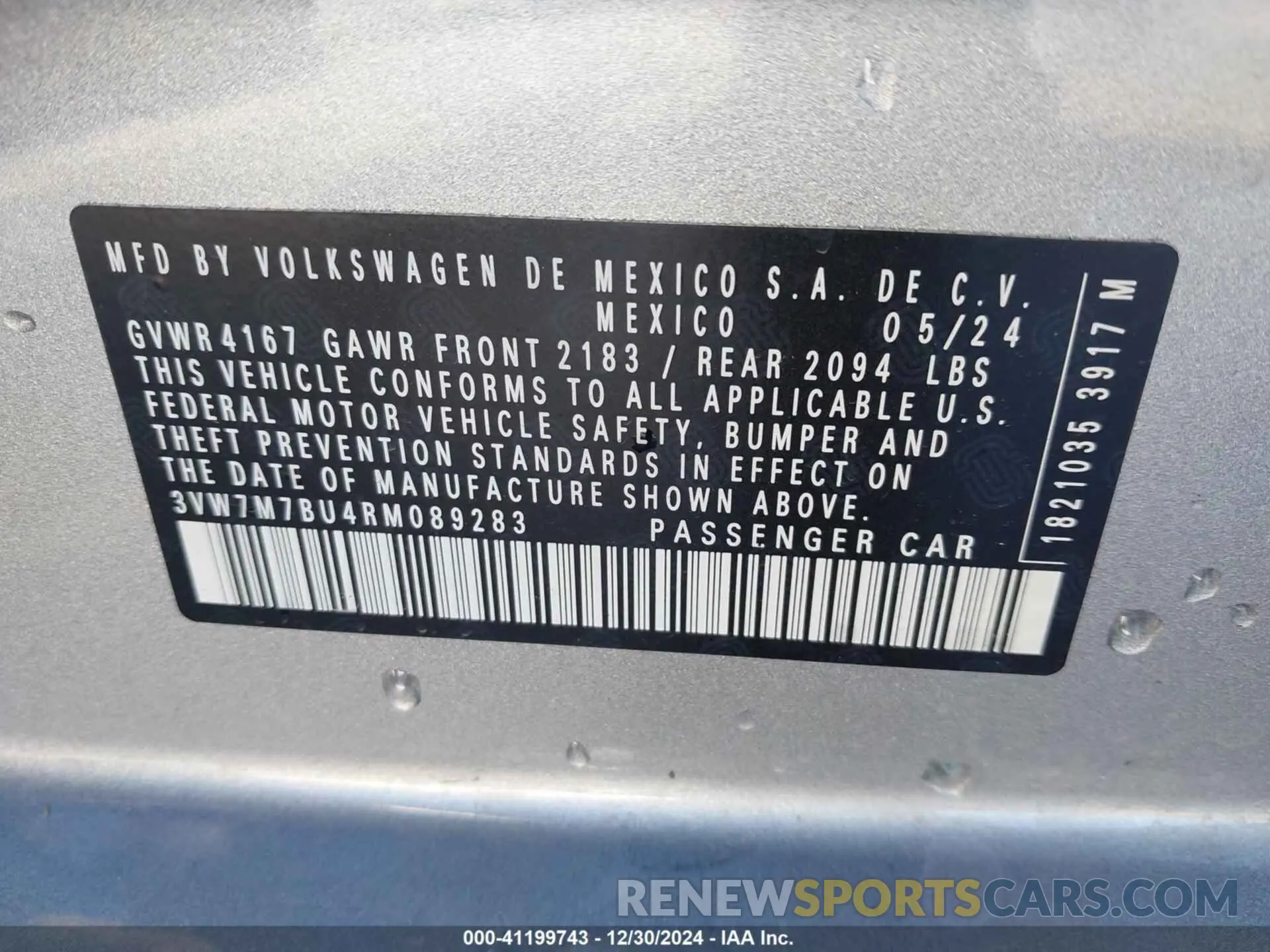 9 Photograph of a damaged car 3VW7M7BU4RM089283 VOLKSWAGEN JETTA 2024