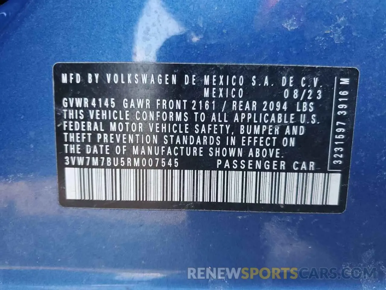14 Photograph of a damaged car 3VW7M7BU5RM007545 VOLKSWAGEN JETTA 2024