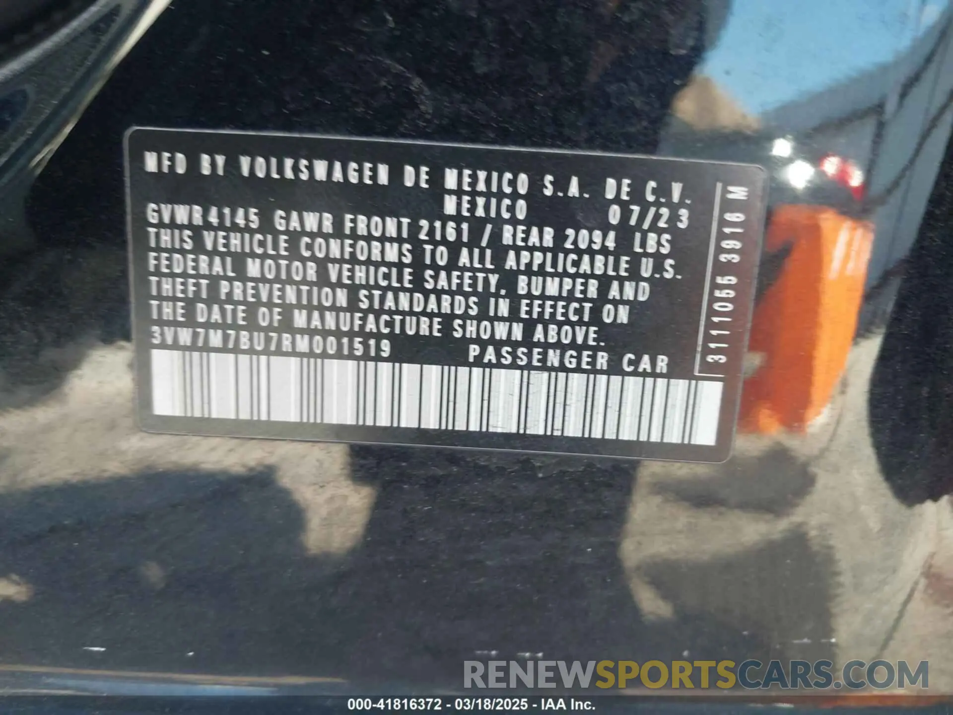9 Photograph of a damaged car 3VW7M7BU7RM001519 VOLKSWAGEN JETTA 2024