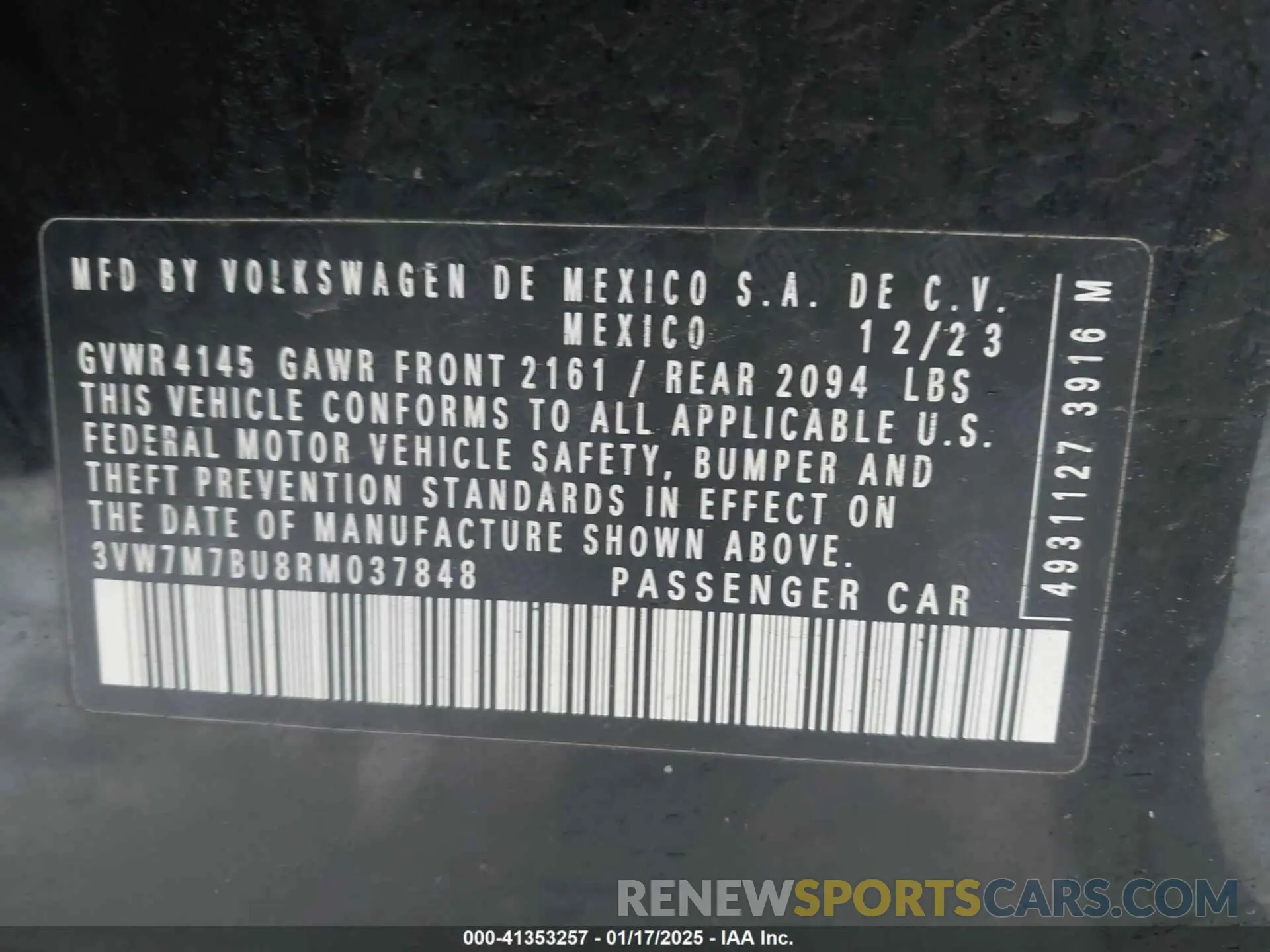 9 Photograph of a damaged car 3VW7M7BU8RM037848 VOLKSWAGEN JETTA 2024