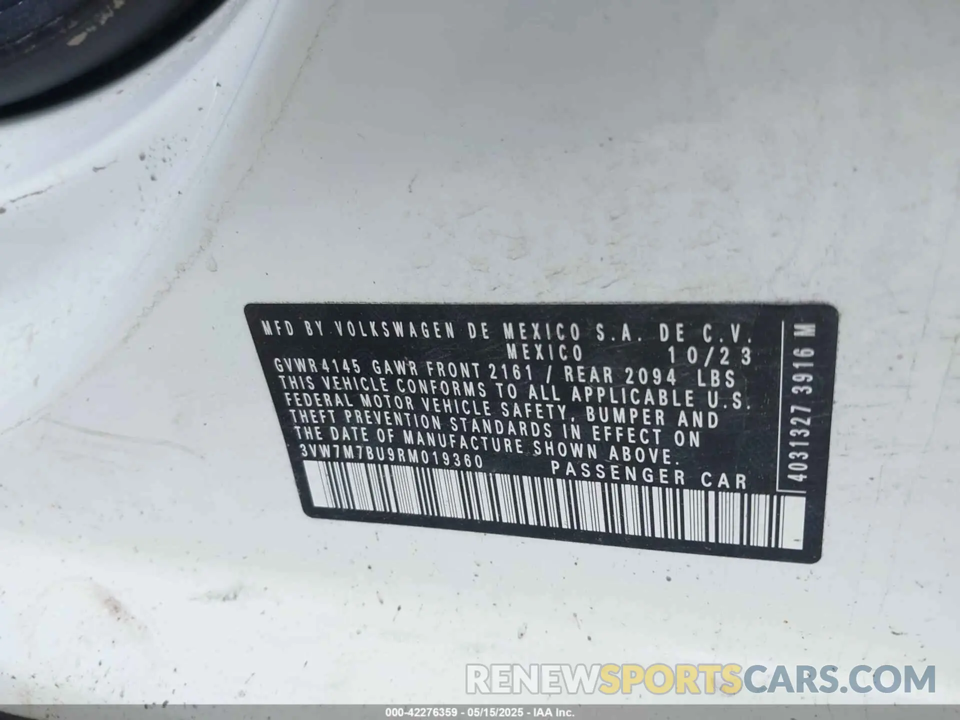 9 Photograph of a damaged car 3VW7M7BU9RM019360 VOLKSWAGEN JETTA 2024