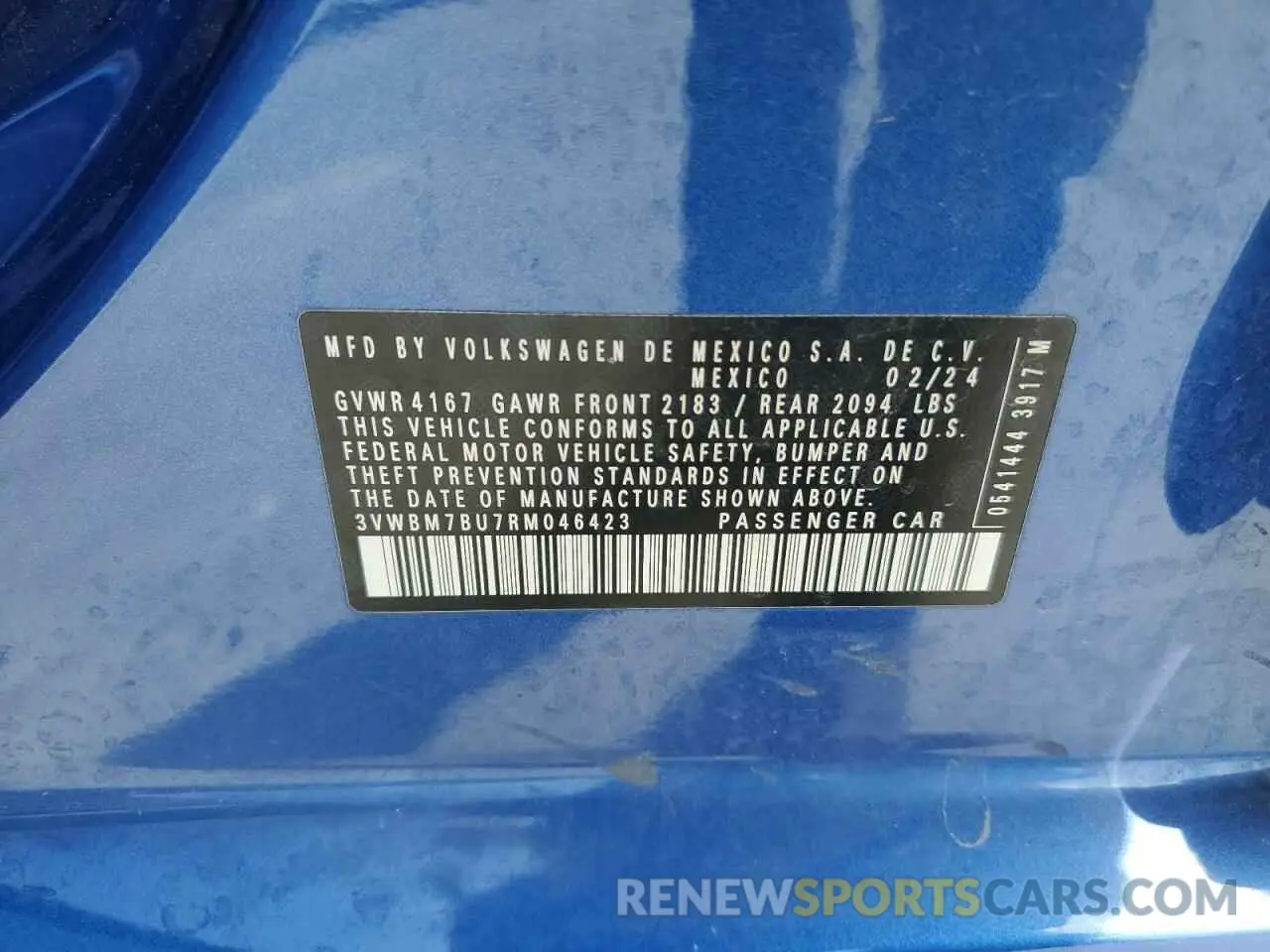 14 Photograph of a damaged car 3VWBM7BU7RM046423 VOLKSWAGEN JETTA 2024