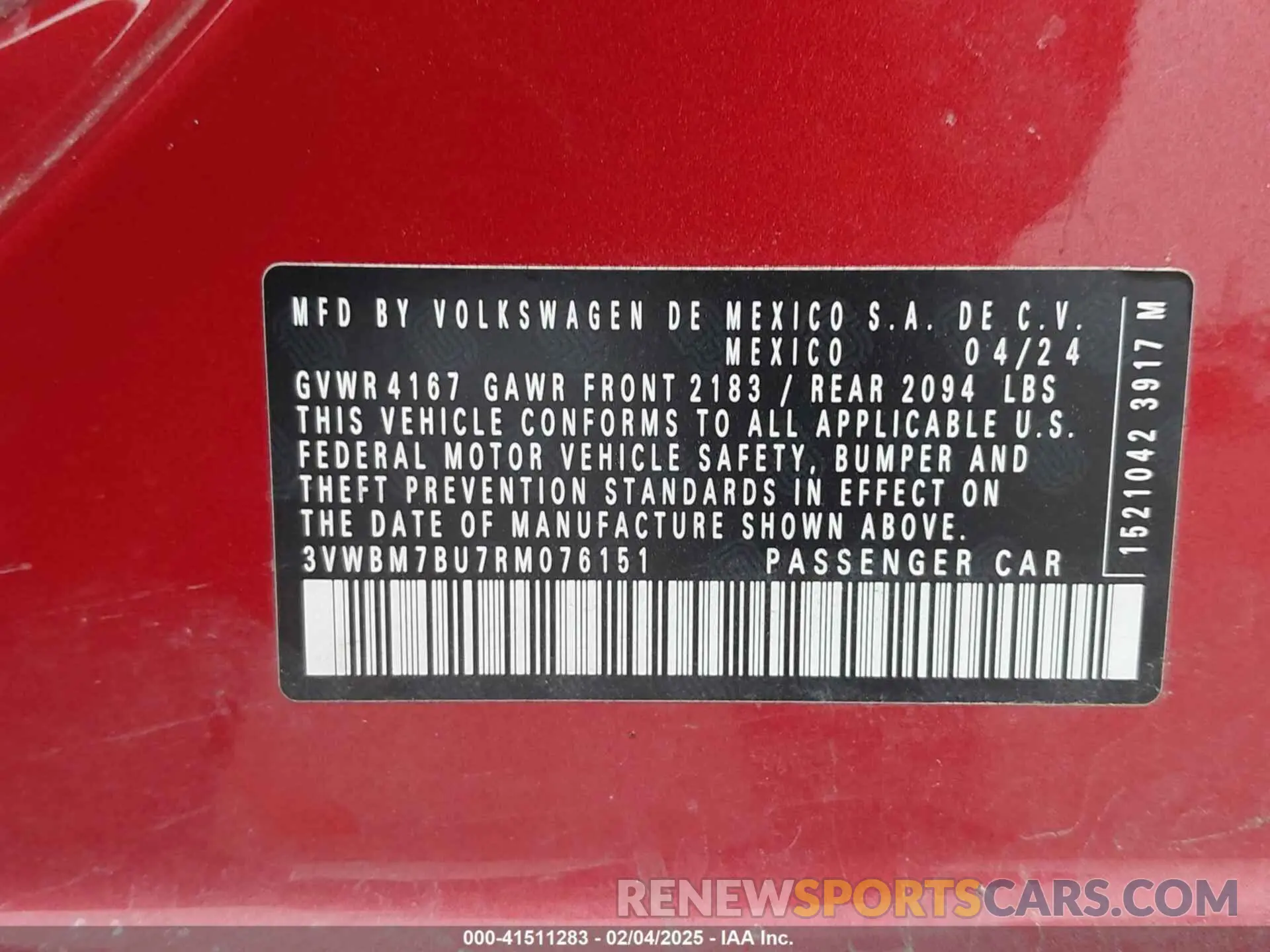 9 Photograph of a damaged car 3VWBM7BU7RM076151 VOLKSWAGEN JETTA 2024