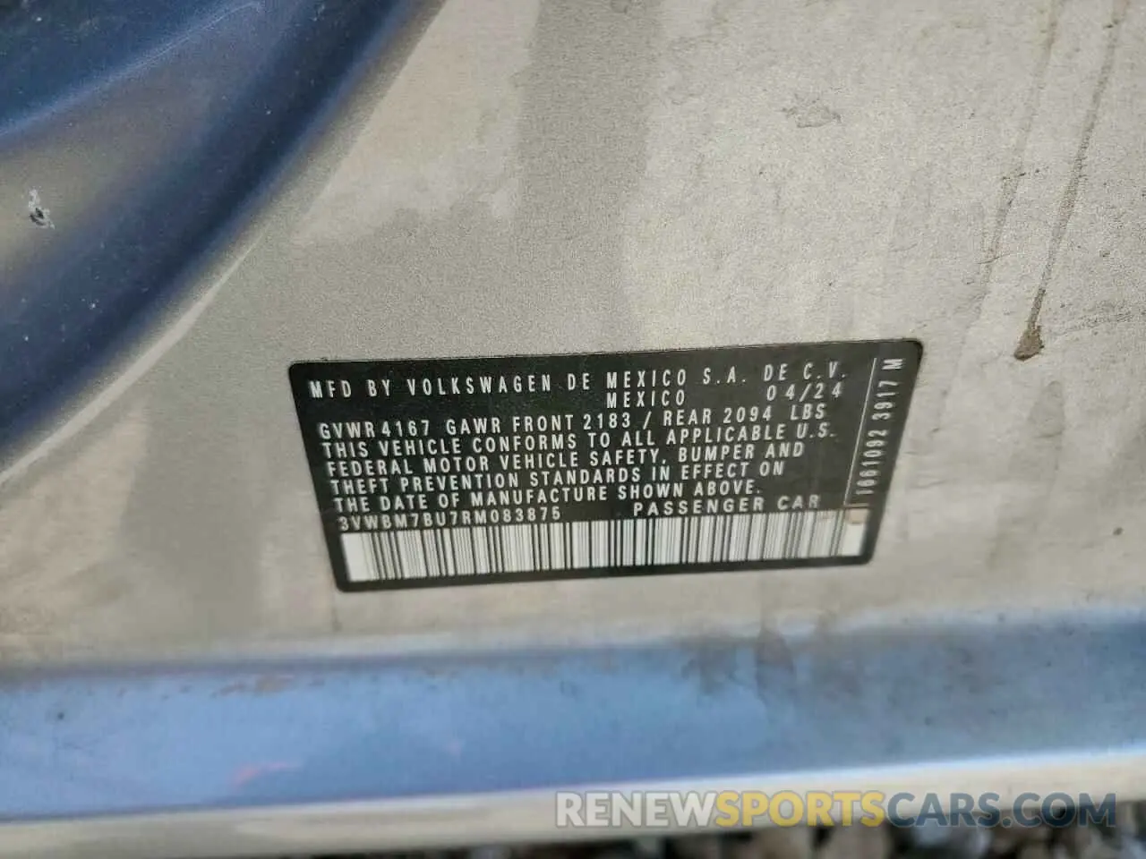 12 Photograph of a damaged car 3VWBM7BU7RM083875 VOLKSWAGEN JETTA 2024