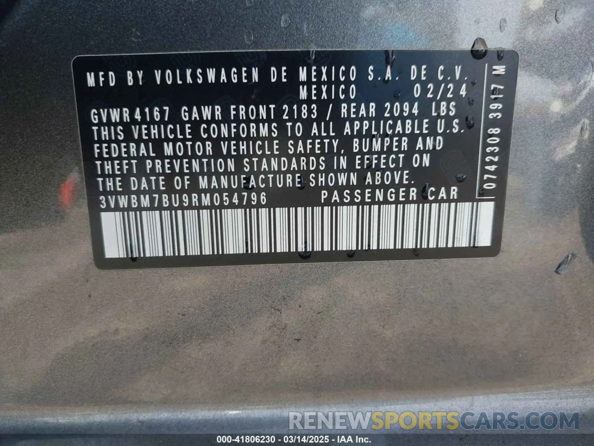 9 Photograph of a damaged car 3VWBM7BU9RM054796 VOLKSWAGEN JETTA 2024