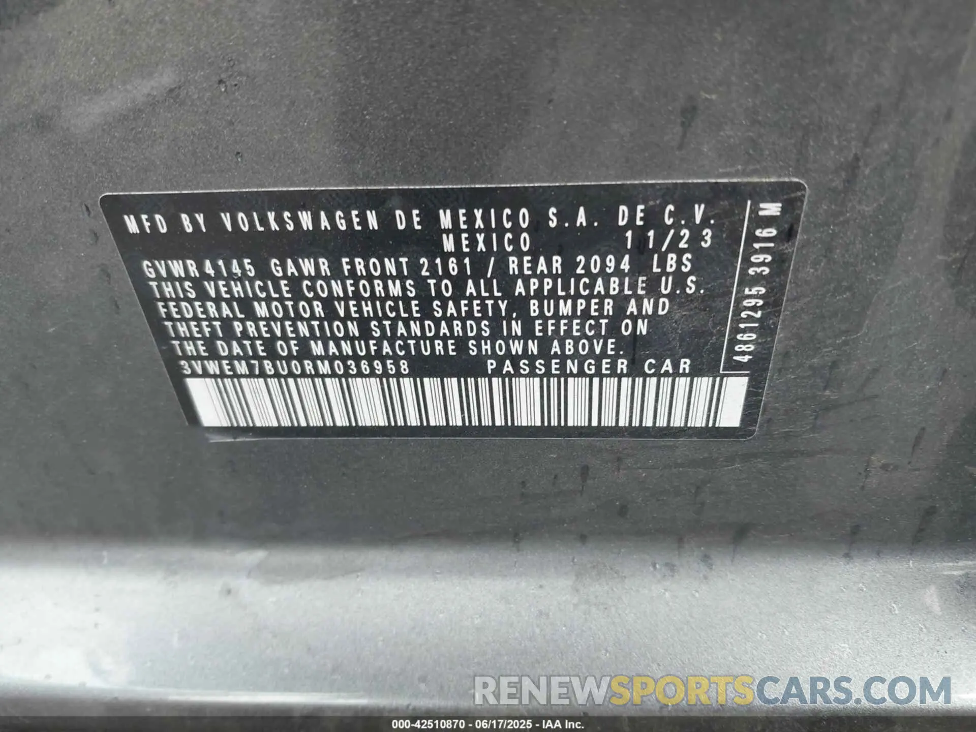 9 Photograph of a damaged car 3VWEM7BU0RM036958 VOLKSWAGEN JETTA 2024