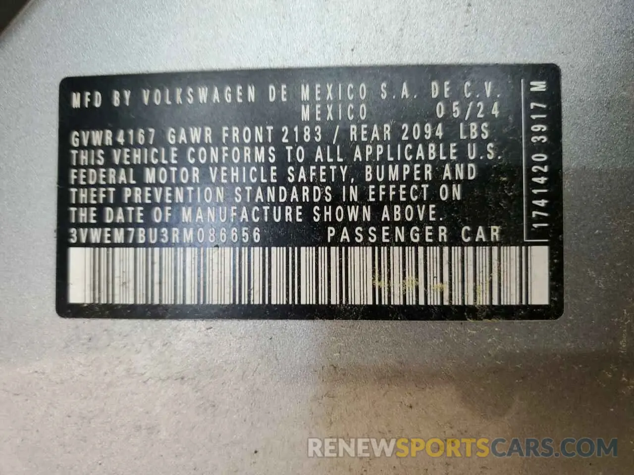 12 Photograph of a damaged car 3VWEM7BU3RM086656 VOLKSWAGEN JETTA 2024