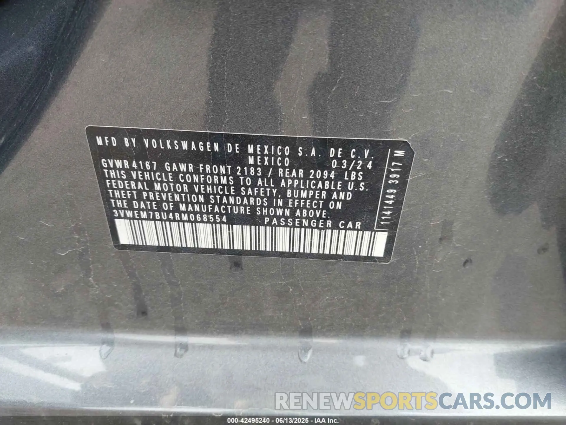 9 Photograph of a damaged car 3VWEM7BU4RM068554 VOLKSWAGEN JETTA 2024