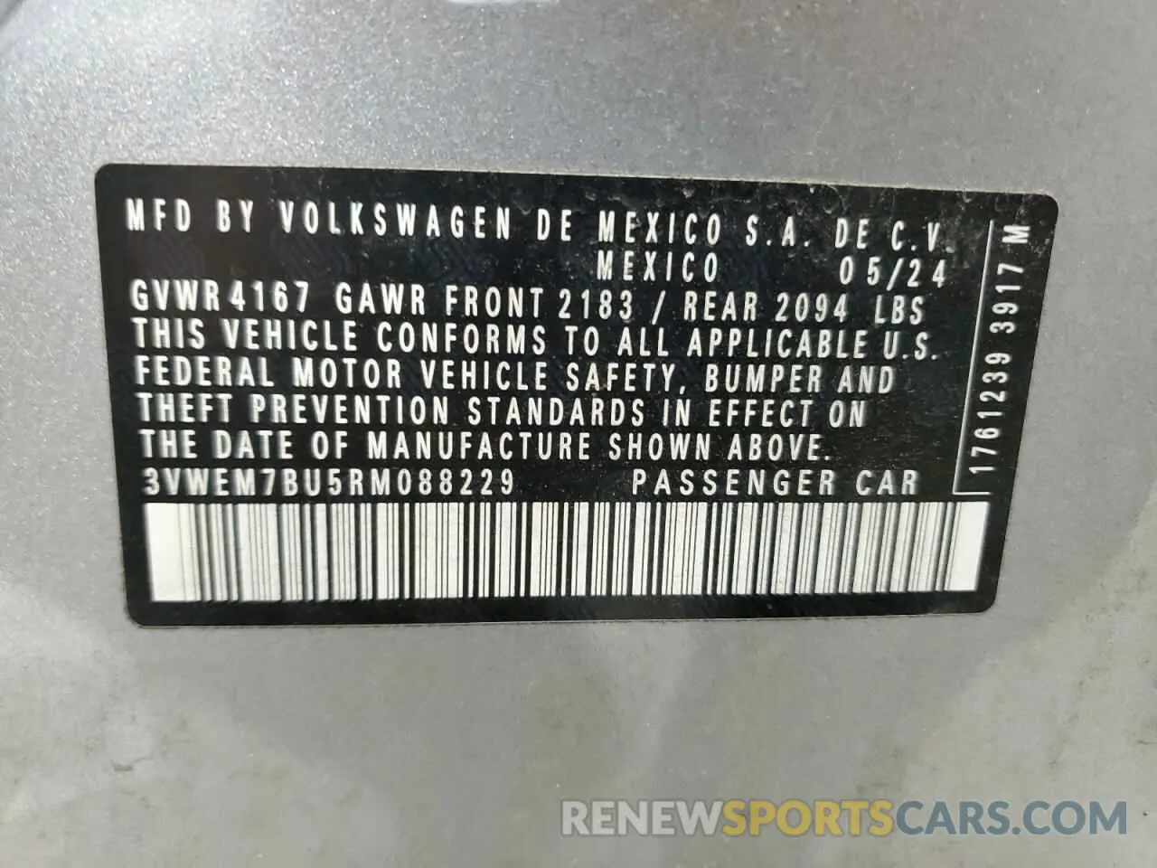 12 Photograph of a damaged car 3VWEM7BU5RM088229 VOLKSWAGEN JETTA 2024